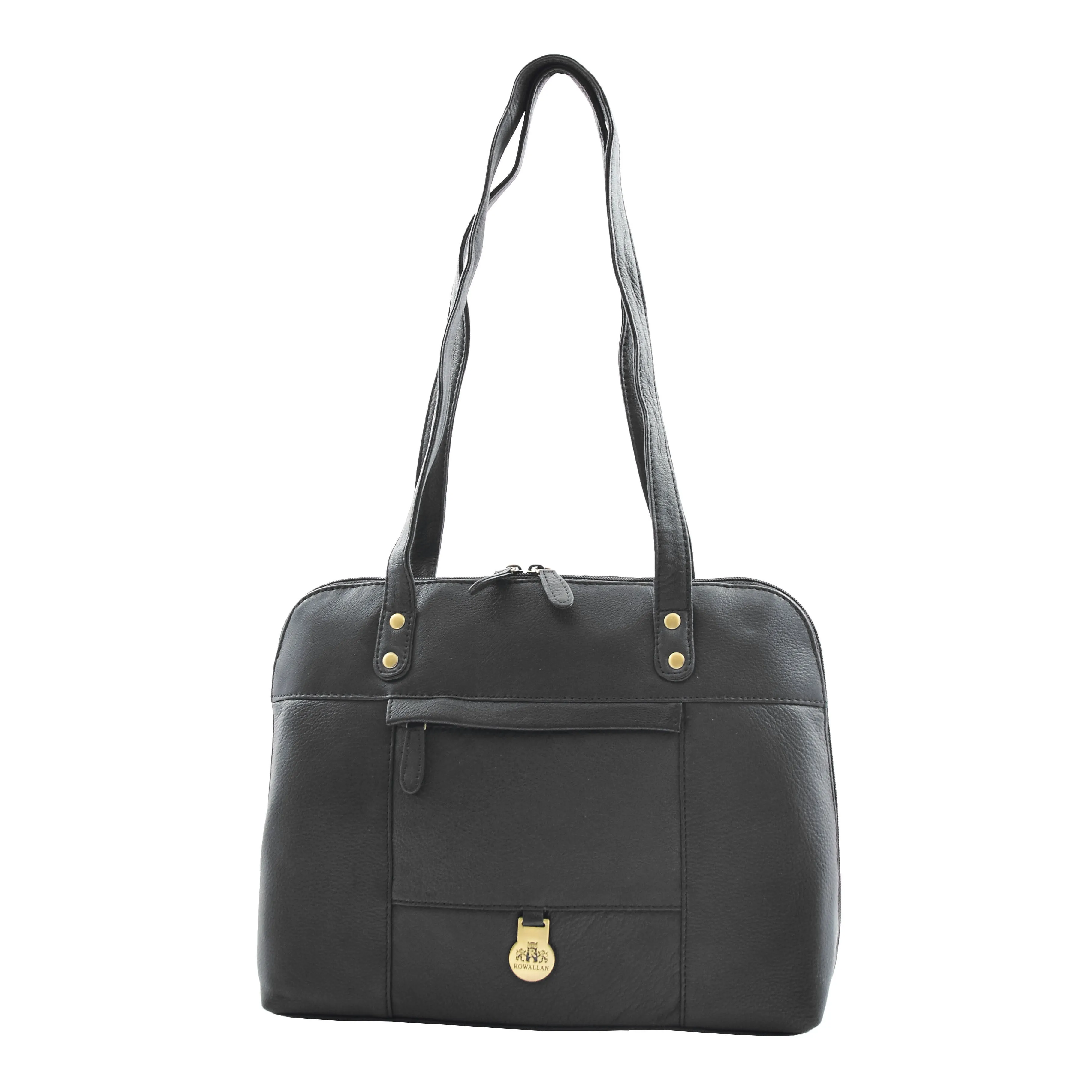DR461 Women's Real Leather Zip Around Shoulder Bag Black