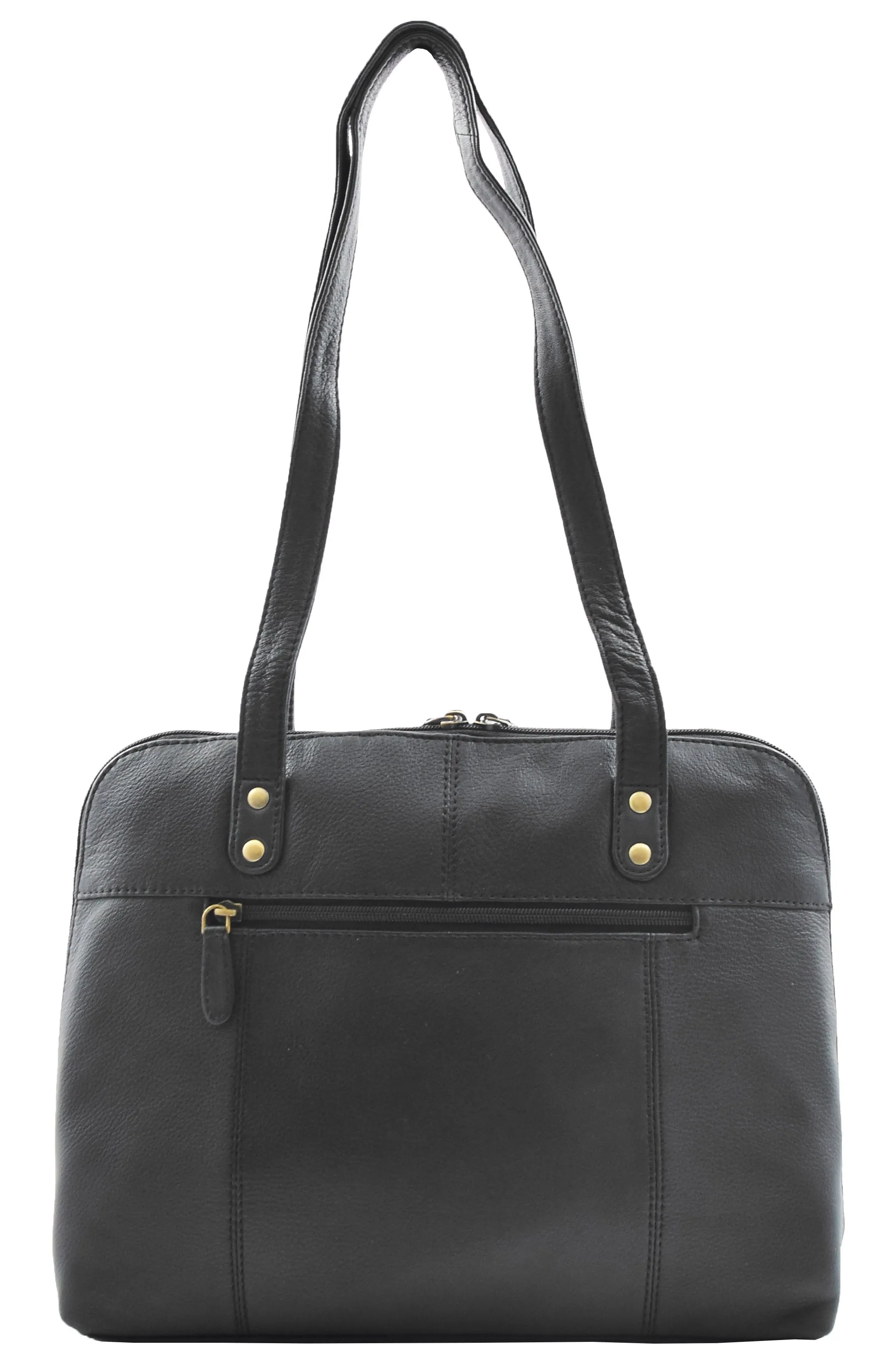 DR461 Women's Real Leather Zip Around Shoulder Bag Black