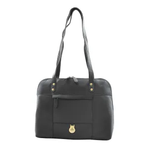 DR461 Women's Real Leather Zip Around Shoulder Bag Black