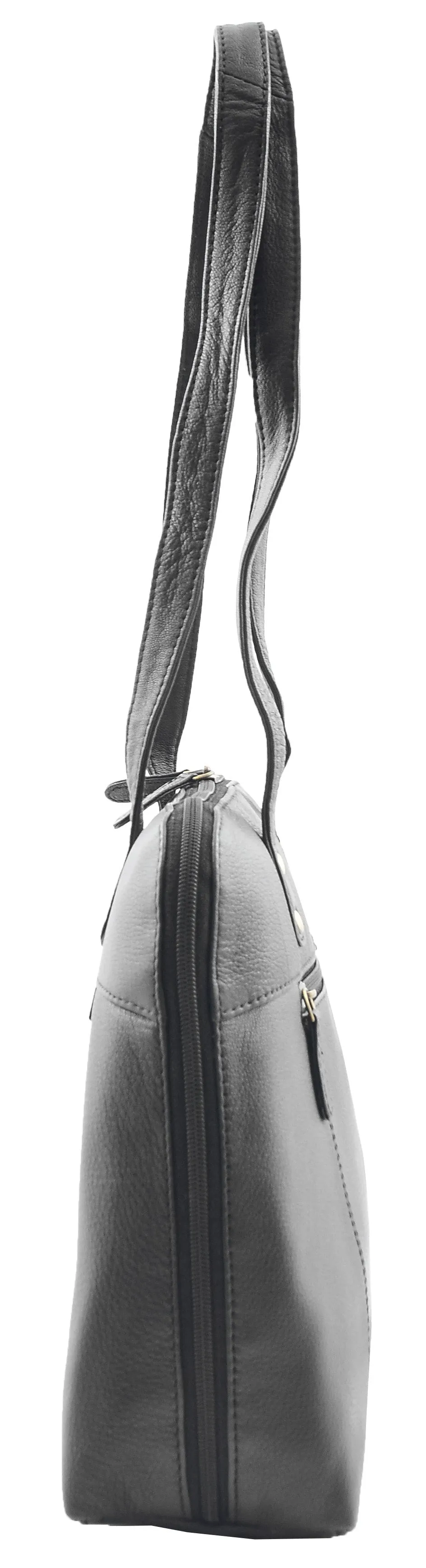 DR461 Women's Real Leather Zip Around Shoulder Bag Black