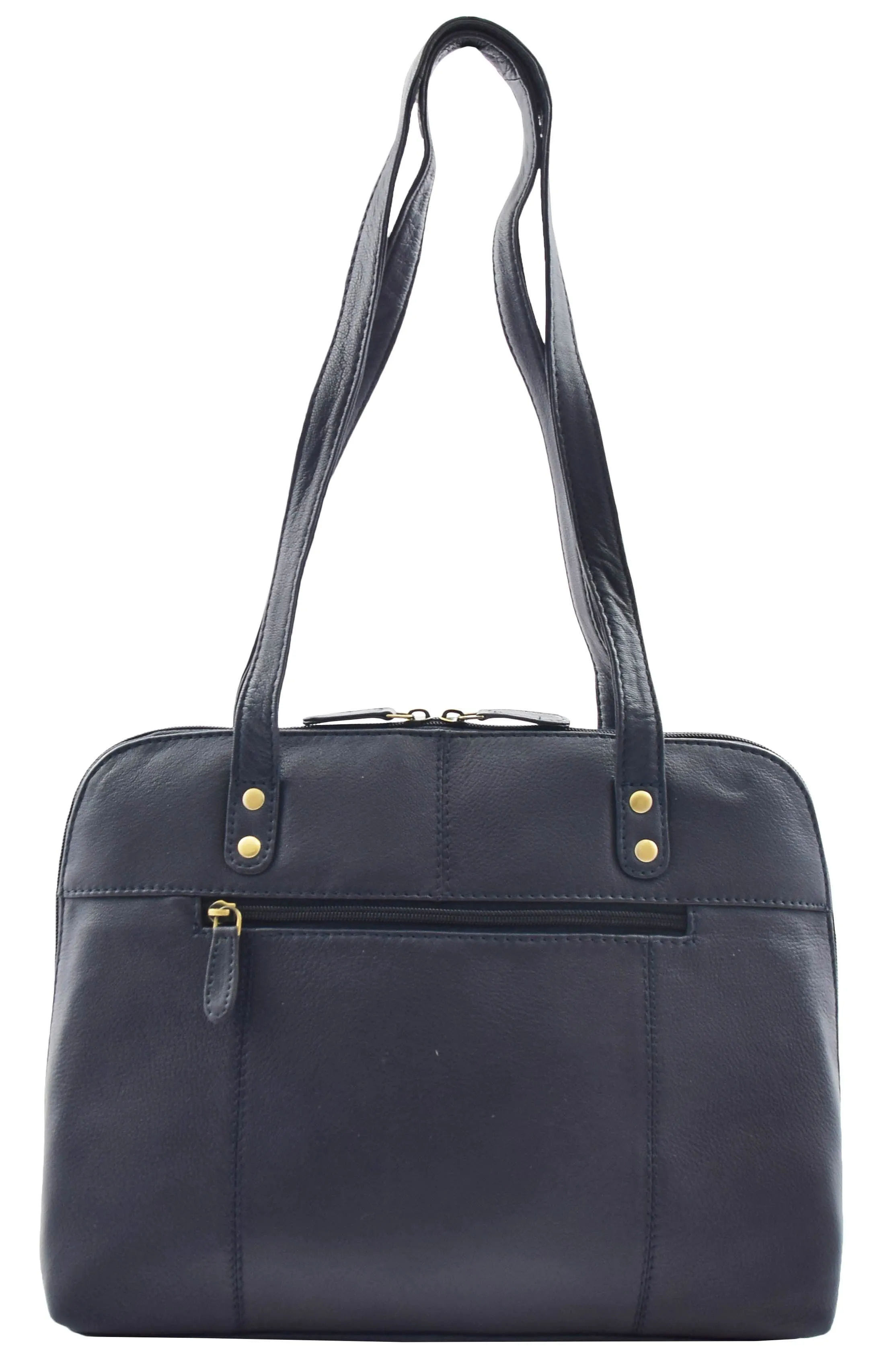 DR461 Women's Real Leather Zip Around Shoulder Bag Navy