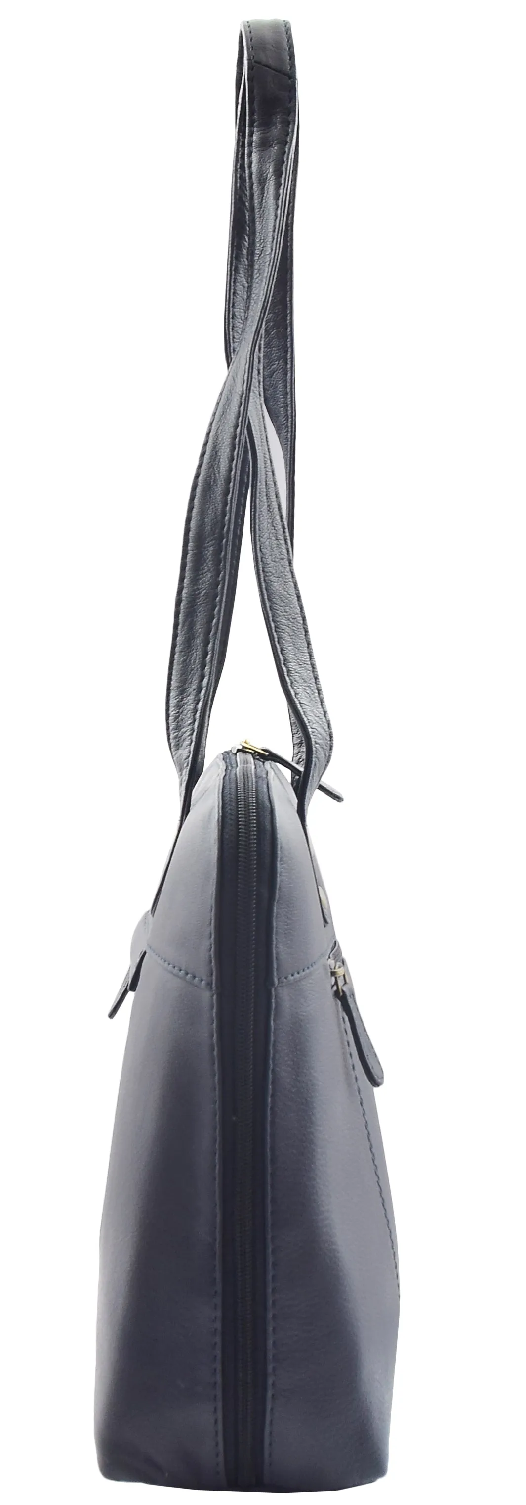 DR461 Women's Real Leather Zip Around Shoulder Bag Navy