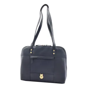 DR461 Women's Real Leather Zip Around Shoulder Bag Navy