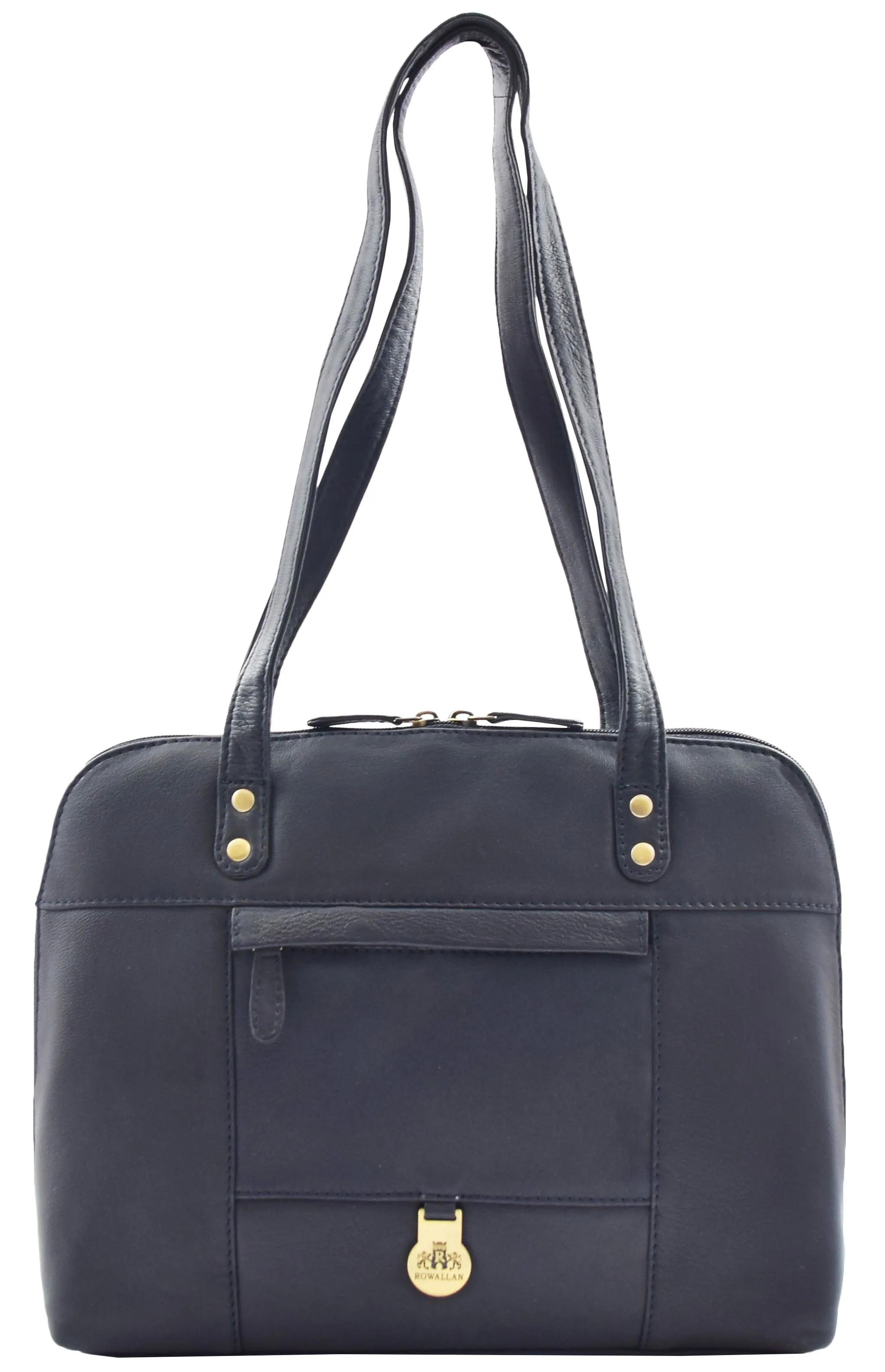 DR461 Women's Real Leather Zip Around Shoulder Bag Navy