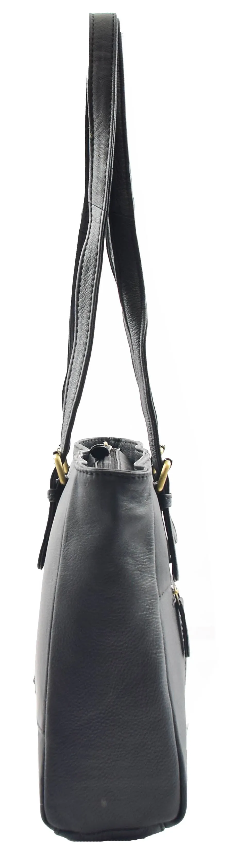 DR462 Women's Real Leather Twin Handle Shoulder Bag Black