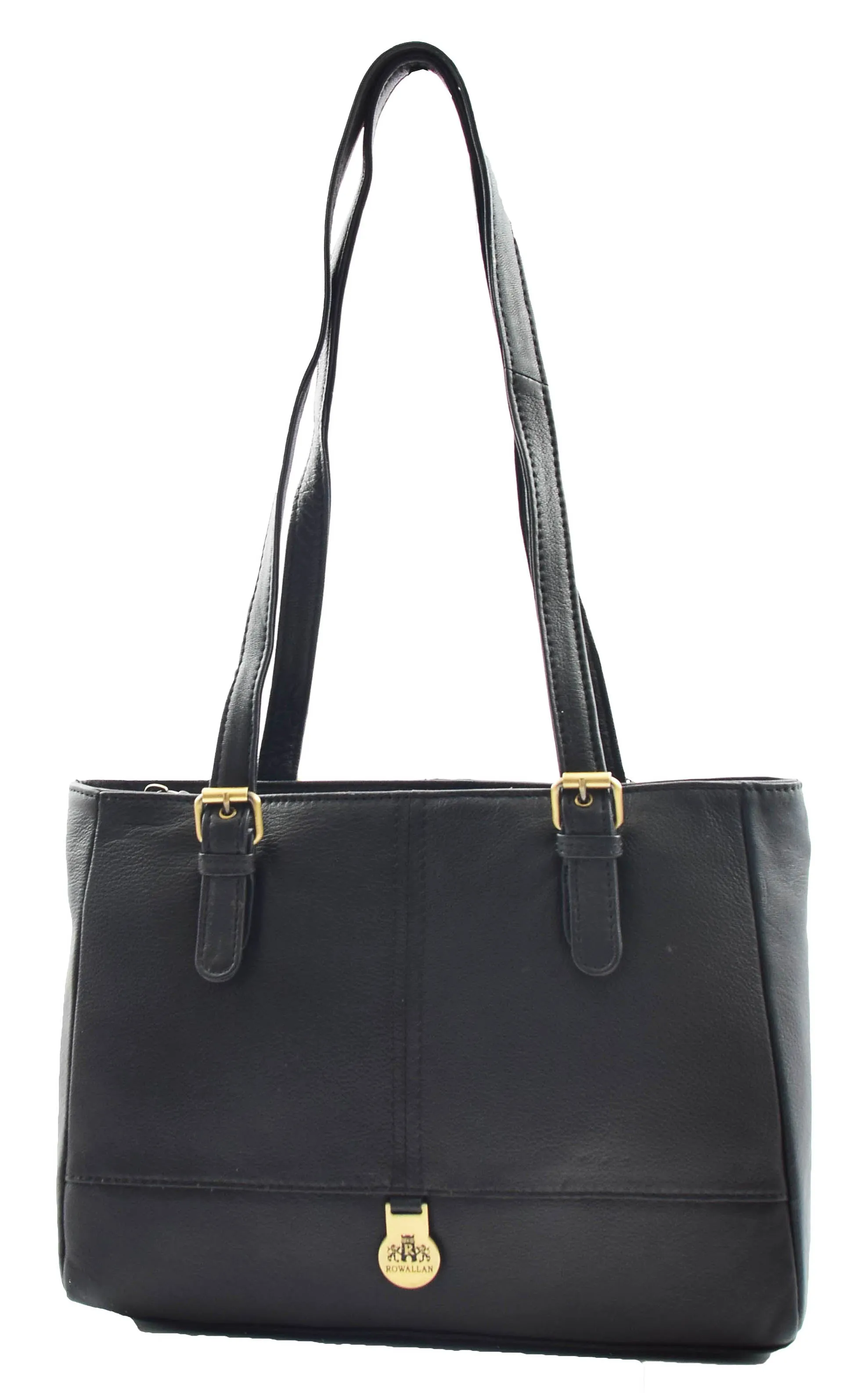 DR462 Women's Real Leather Twin Handle Shoulder Bag Black