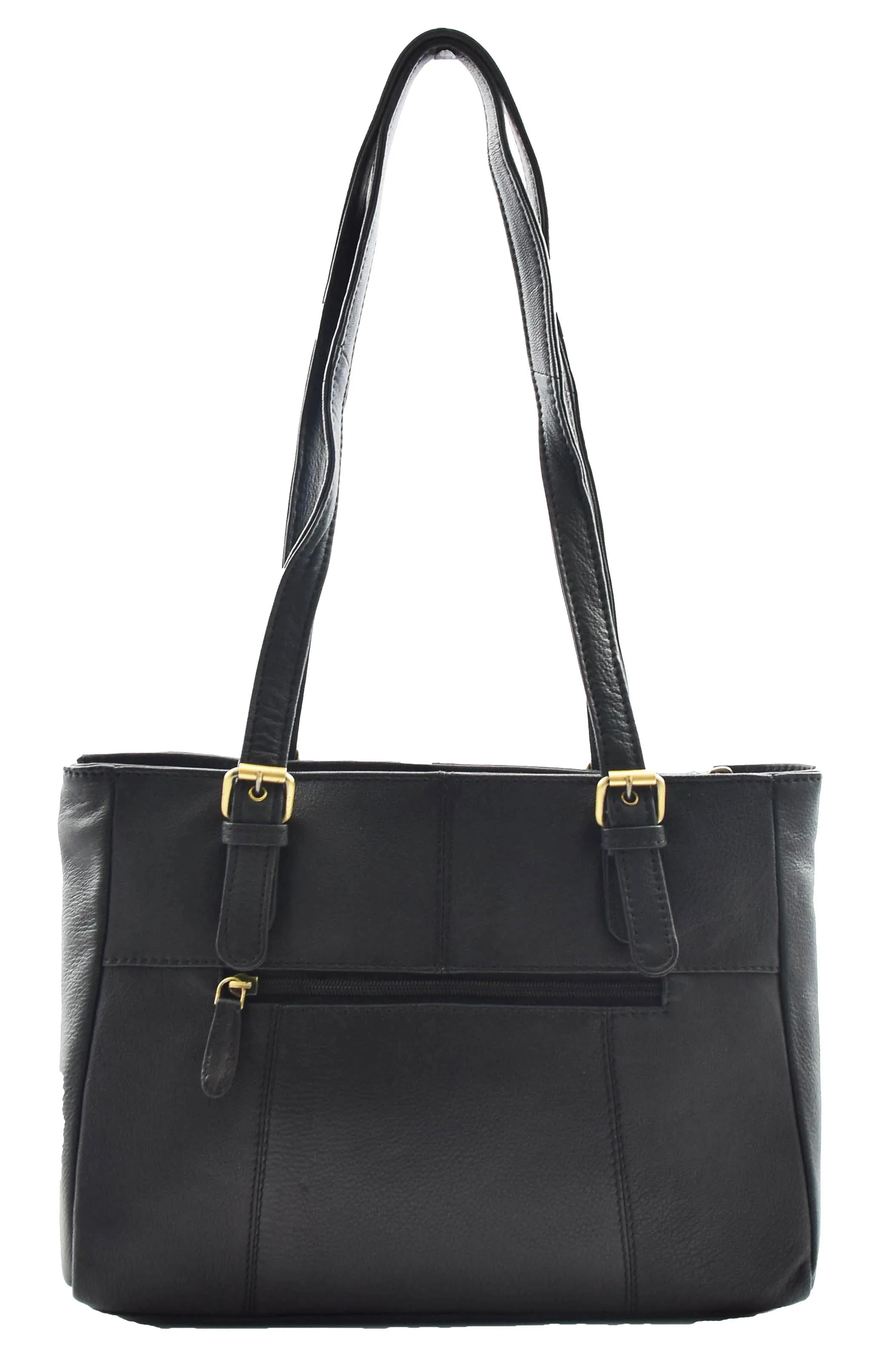 DR462 Women's Real Leather Twin Handle Shoulder Bag Black