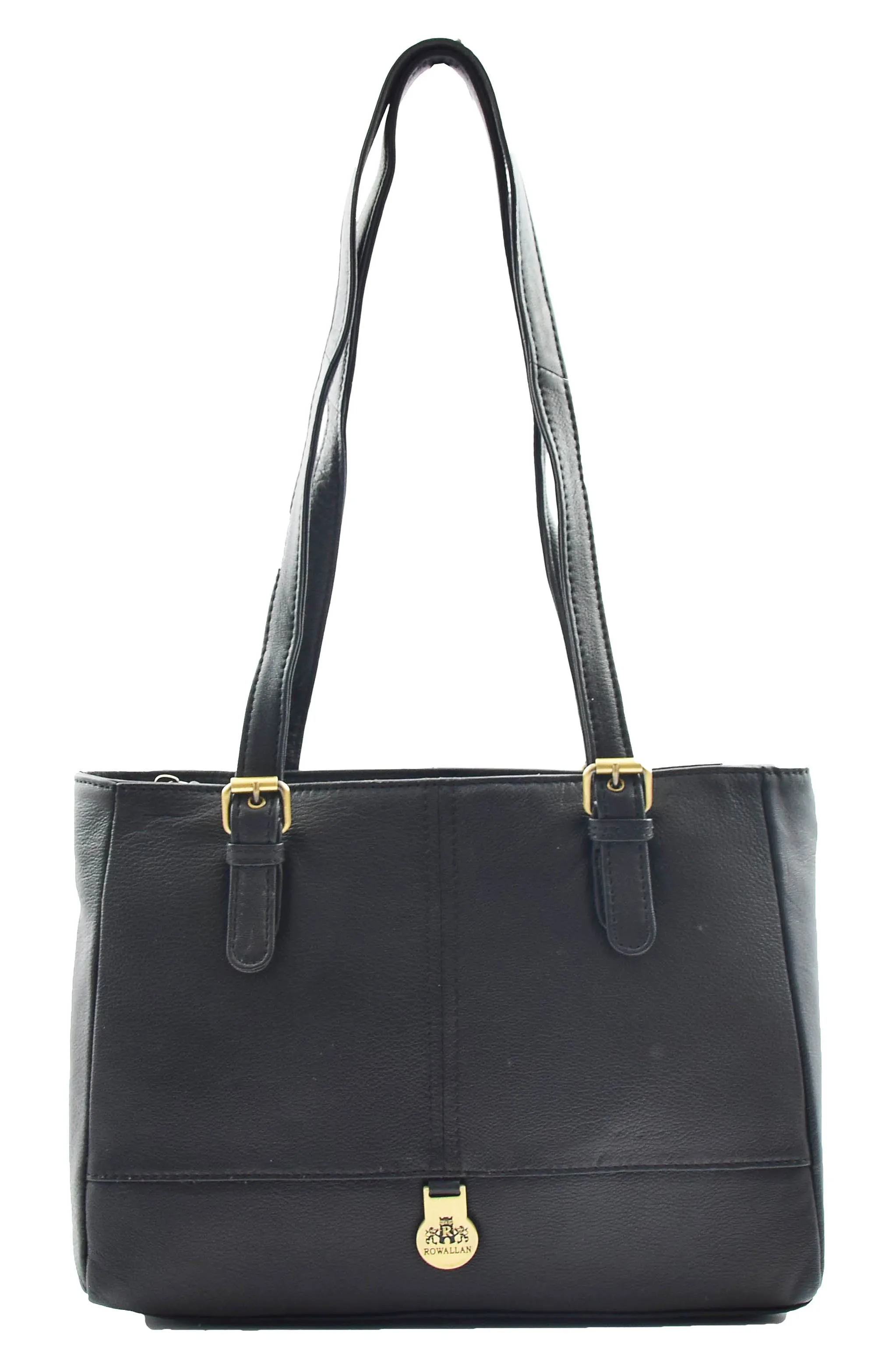 DR462 Women's Real Leather Twin Handle Shoulder Bag Black