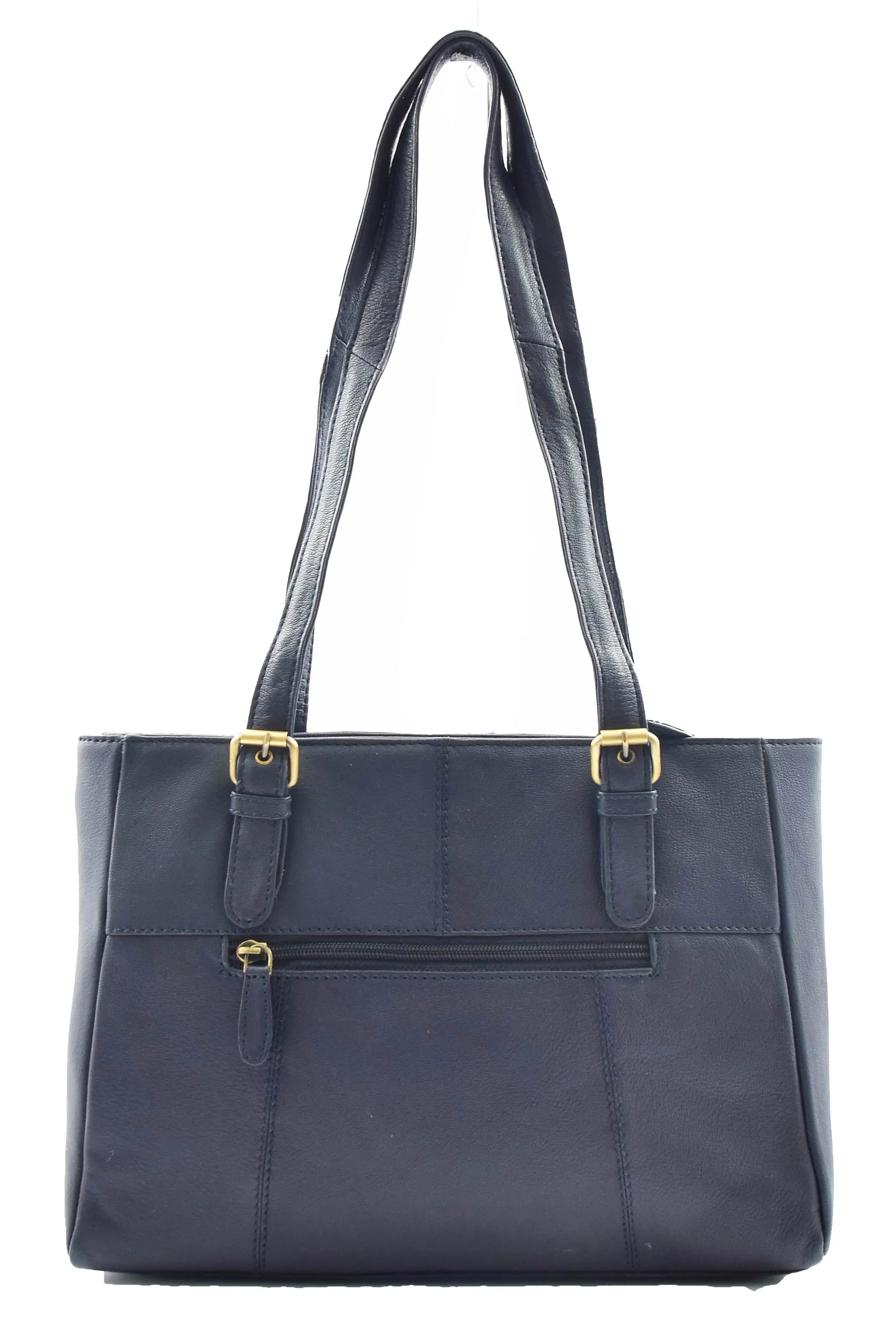 DR462 Women's Real Leather Twin Handle Shoulder Bag Navy