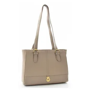 DR462 Women's Real Leather Twin Handle Shoulder Bag Taupe