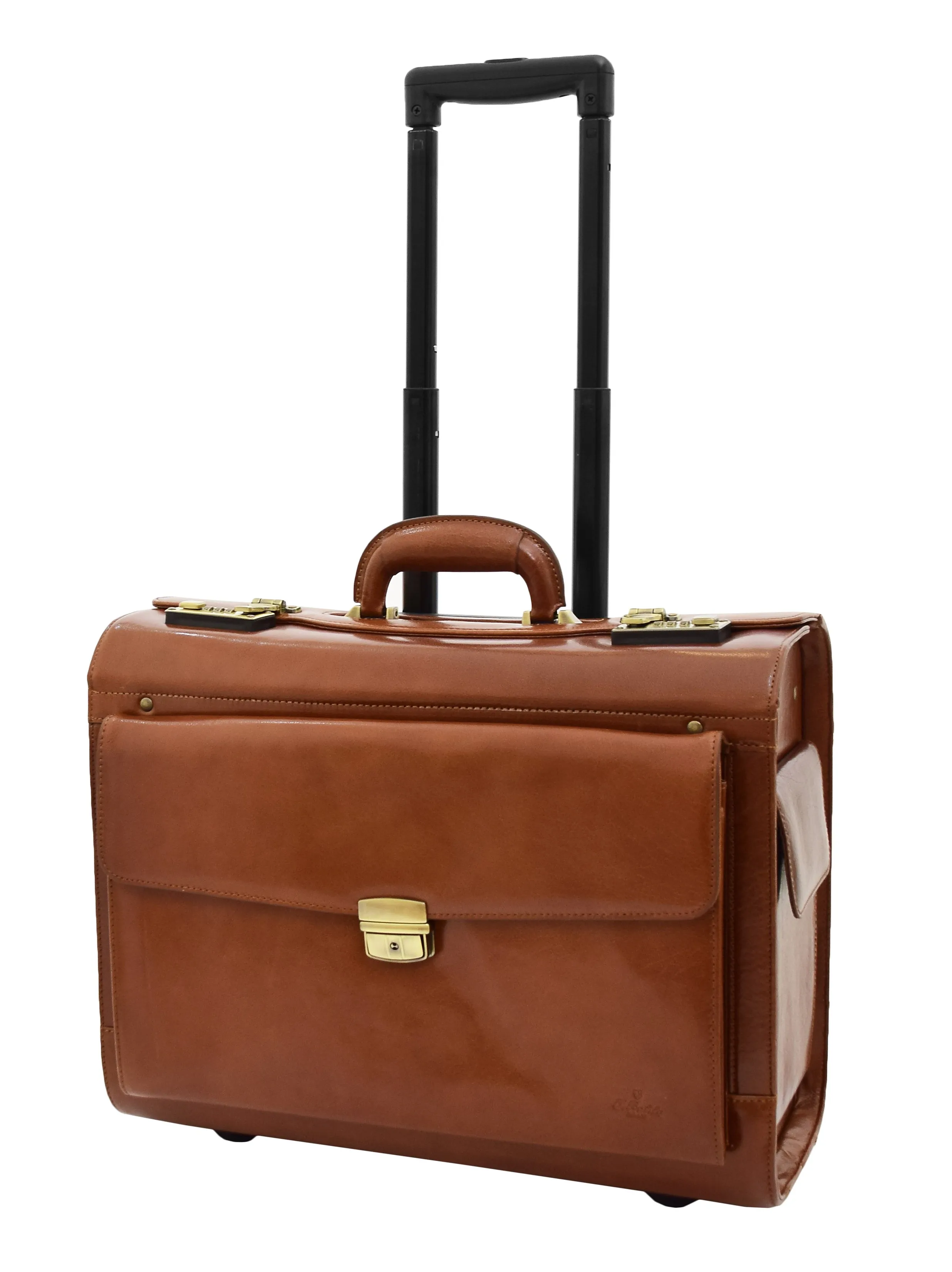 DR478 Exclusive Leather Pilot Case Laptop Bag Cognac