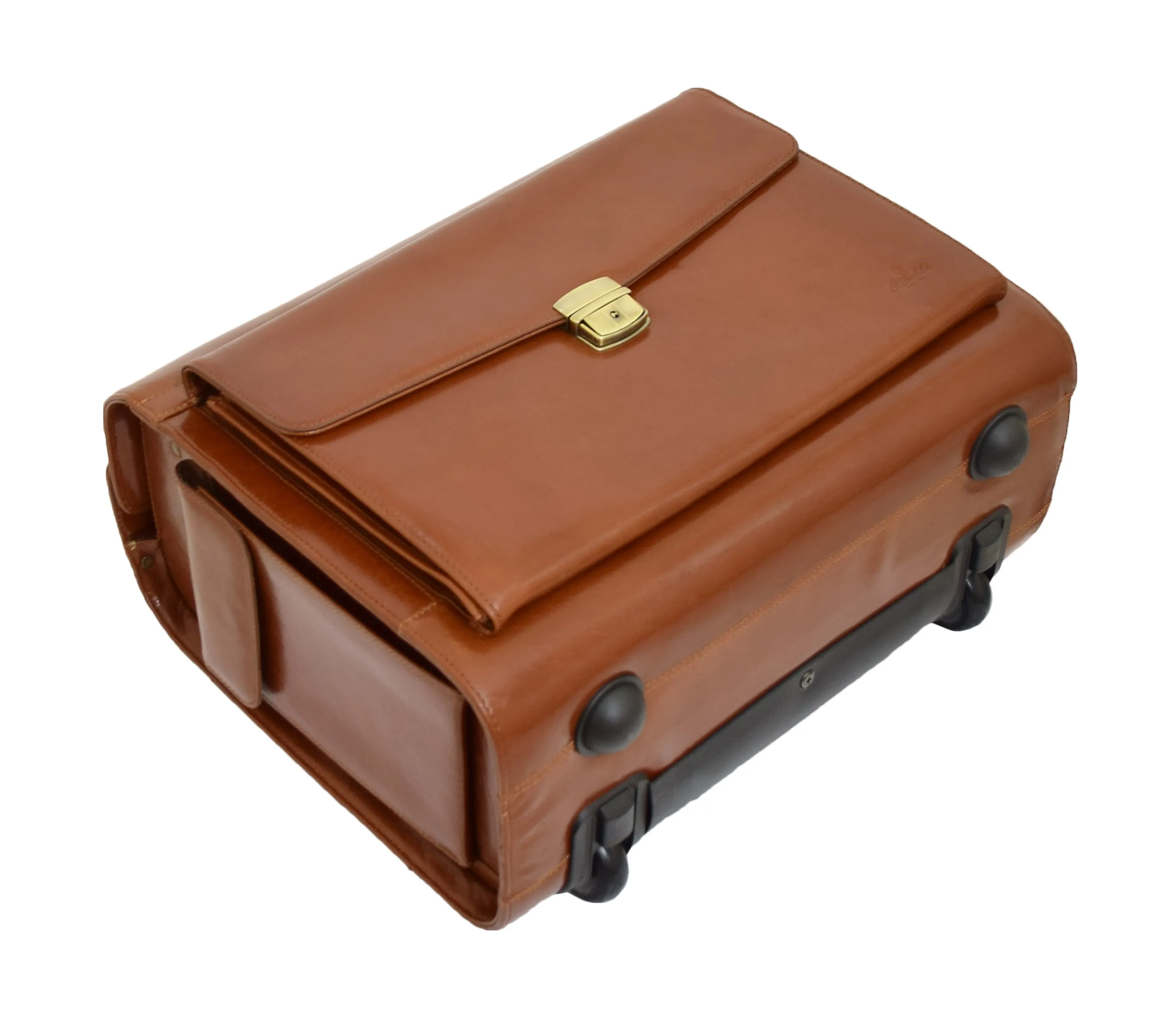 DR478 Exclusive Leather Pilot Case Laptop Bag Cognac