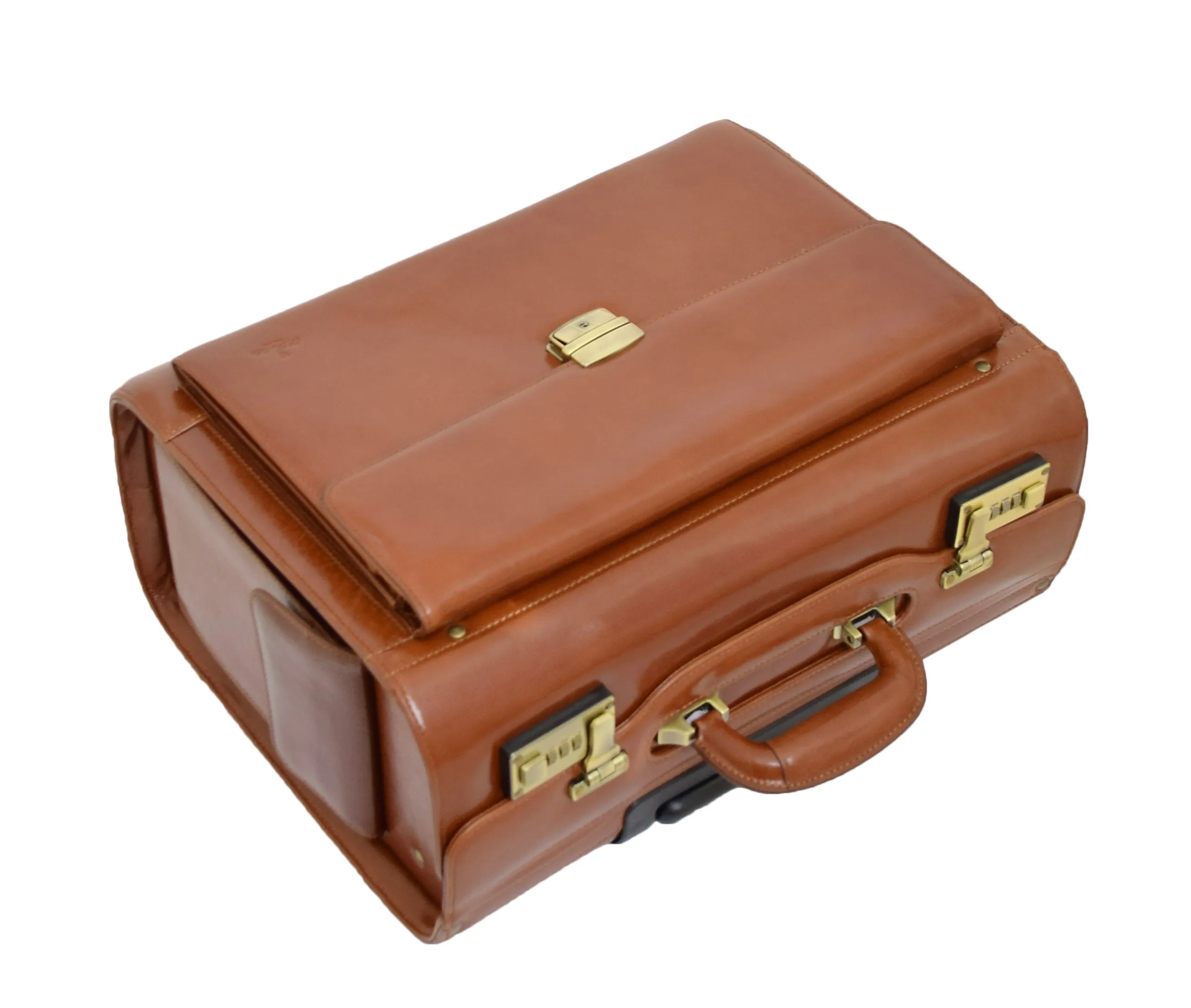 DR478 Exclusive Leather Pilot Case Laptop Bag Cognac