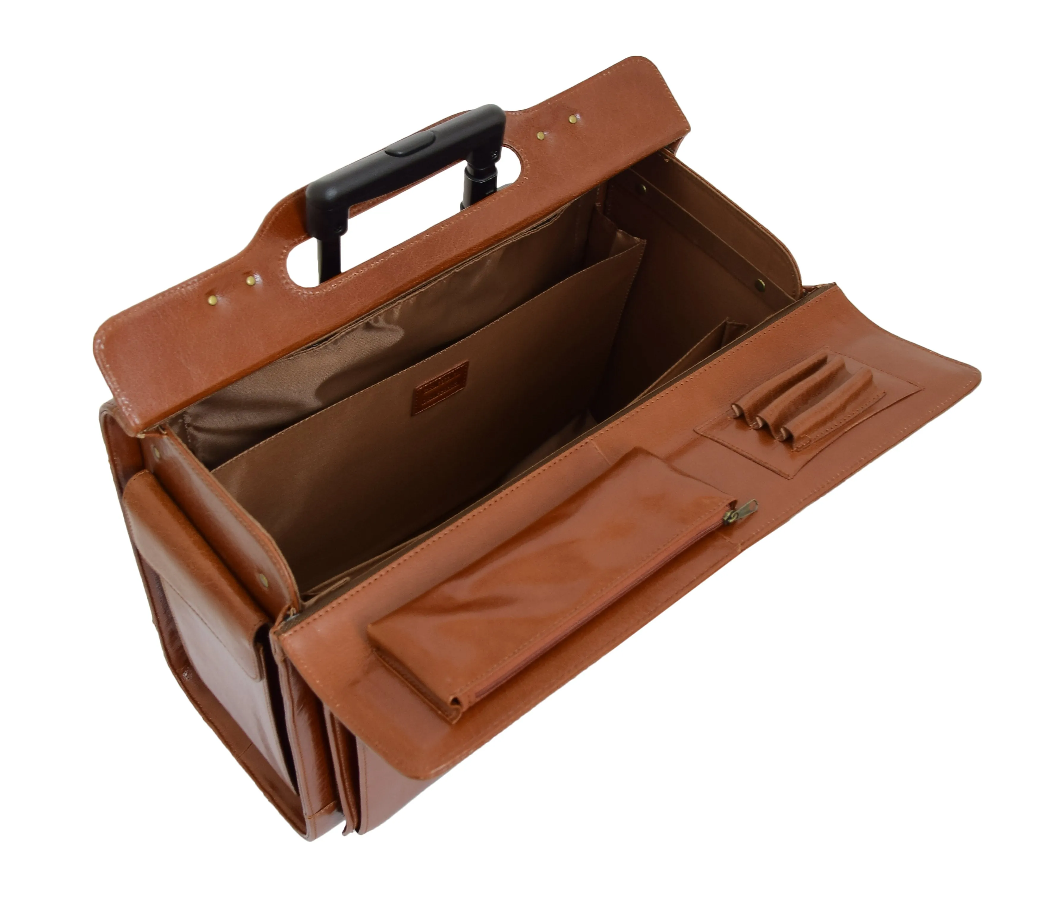 DR478 Exclusive Leather Pilot Case Laptop Bag Cognac