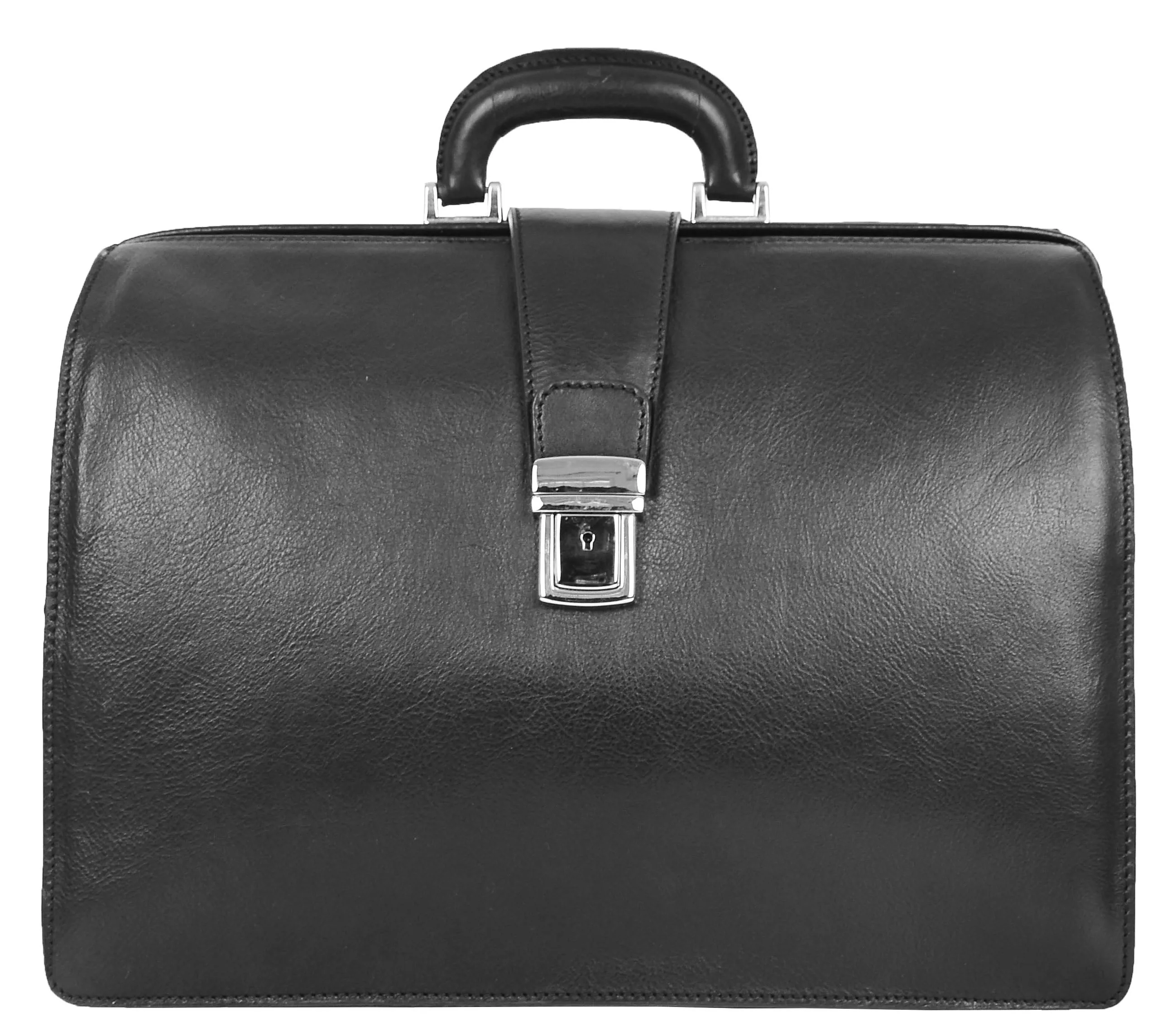 DR479 Real Leather Doctors Briefcase Gladstone Bag Black