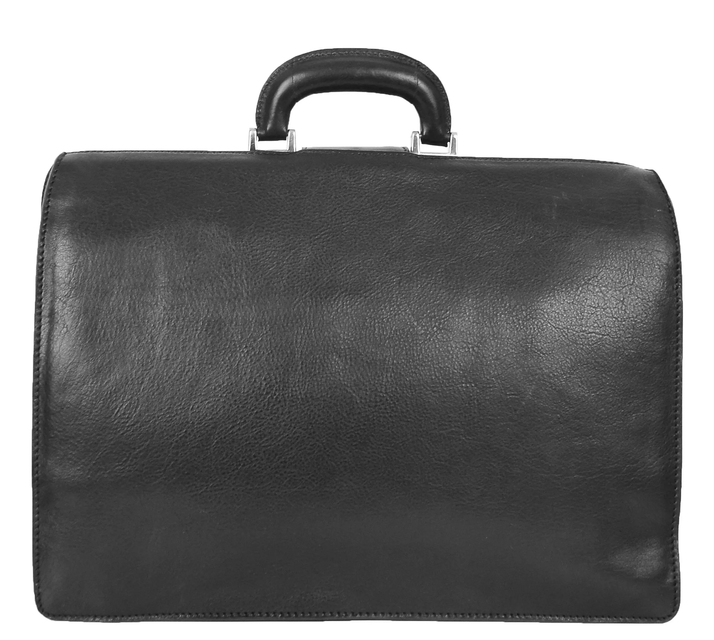 DR479 Real Leather Doctors Briefcase Gladstone Bag Black