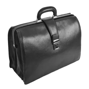 DR479 Real Leather Doctors Briefcase Gladstone Bag Black