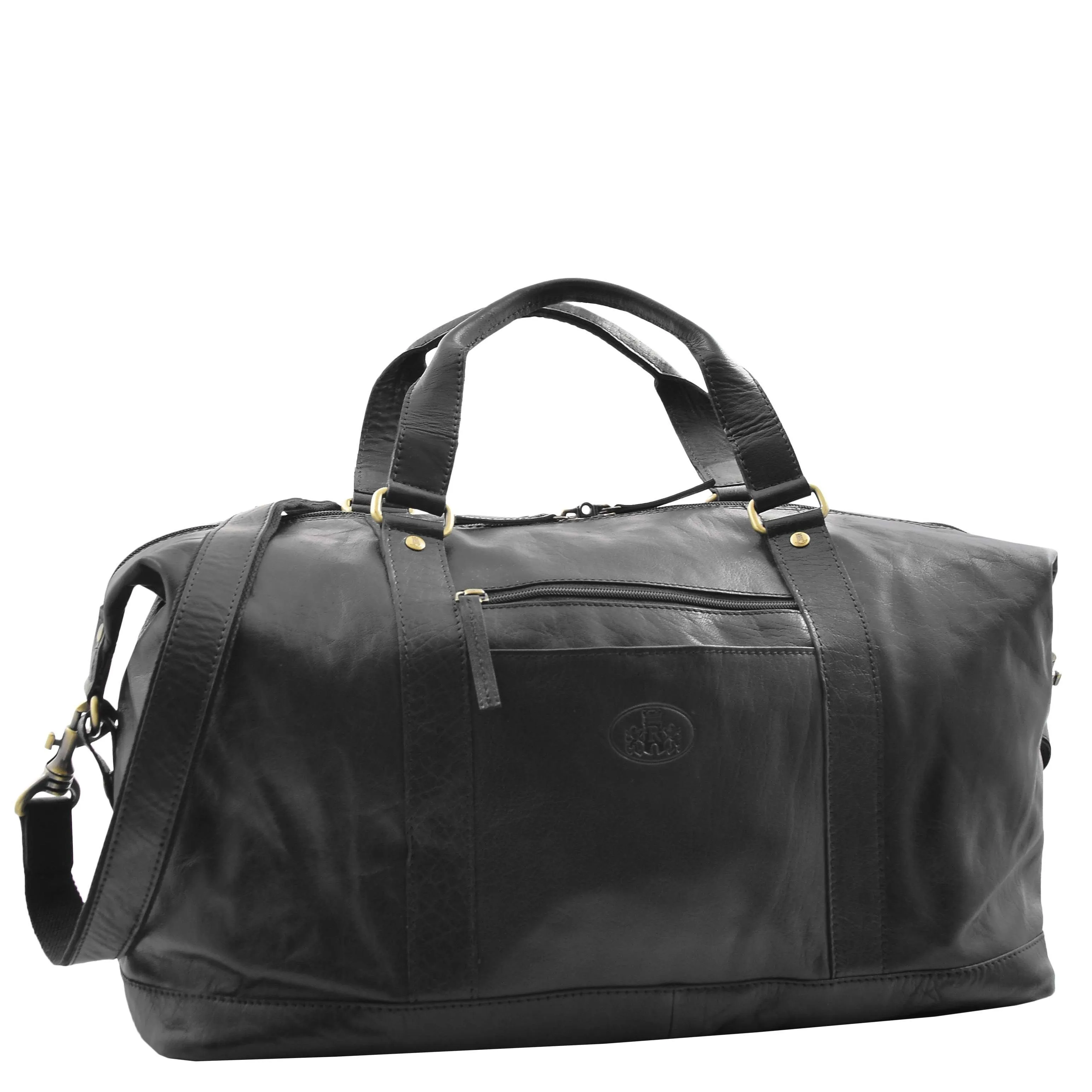 DR606 Genuine Leather Large Size Weekend Duffle Bag Black