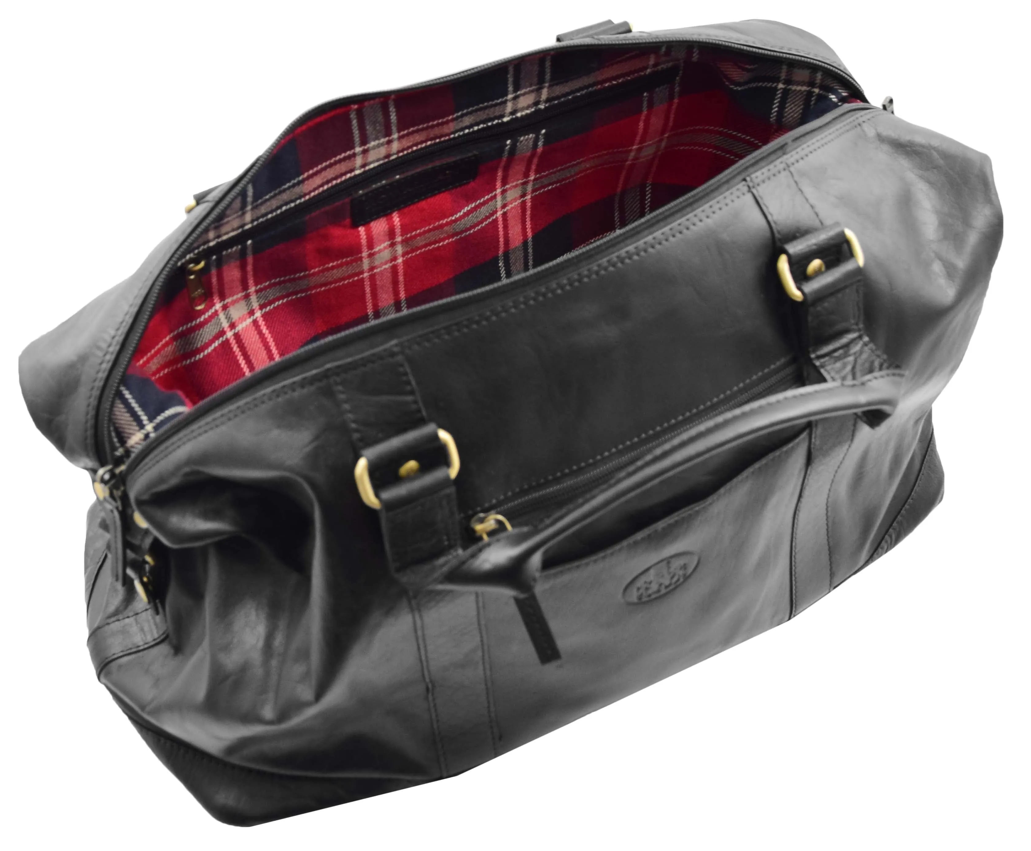 DR606 Genuine Leather Large Size Weekend Duffle Bag Black