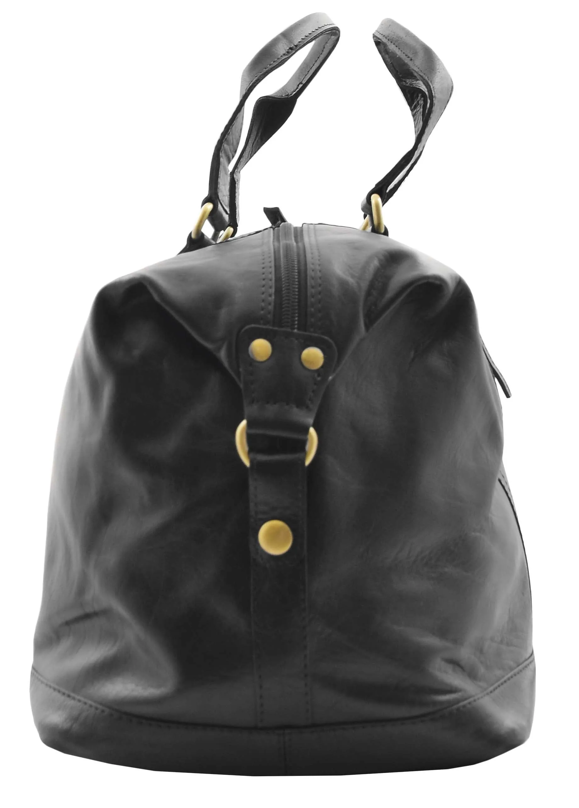 DR606 Genuine Leather Large Size Weekend Duffle Bag Black