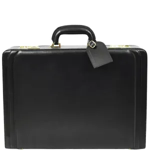 DR608 Classic Leather Lockable Briefcase Black