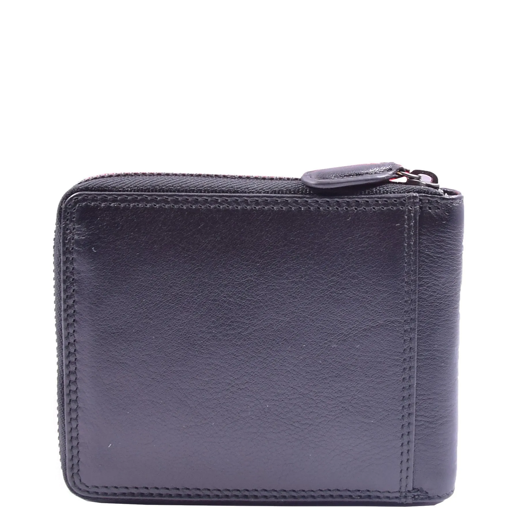 DR660 Men's Soft Genuine Leather Zip Around RFID Wallet Black
