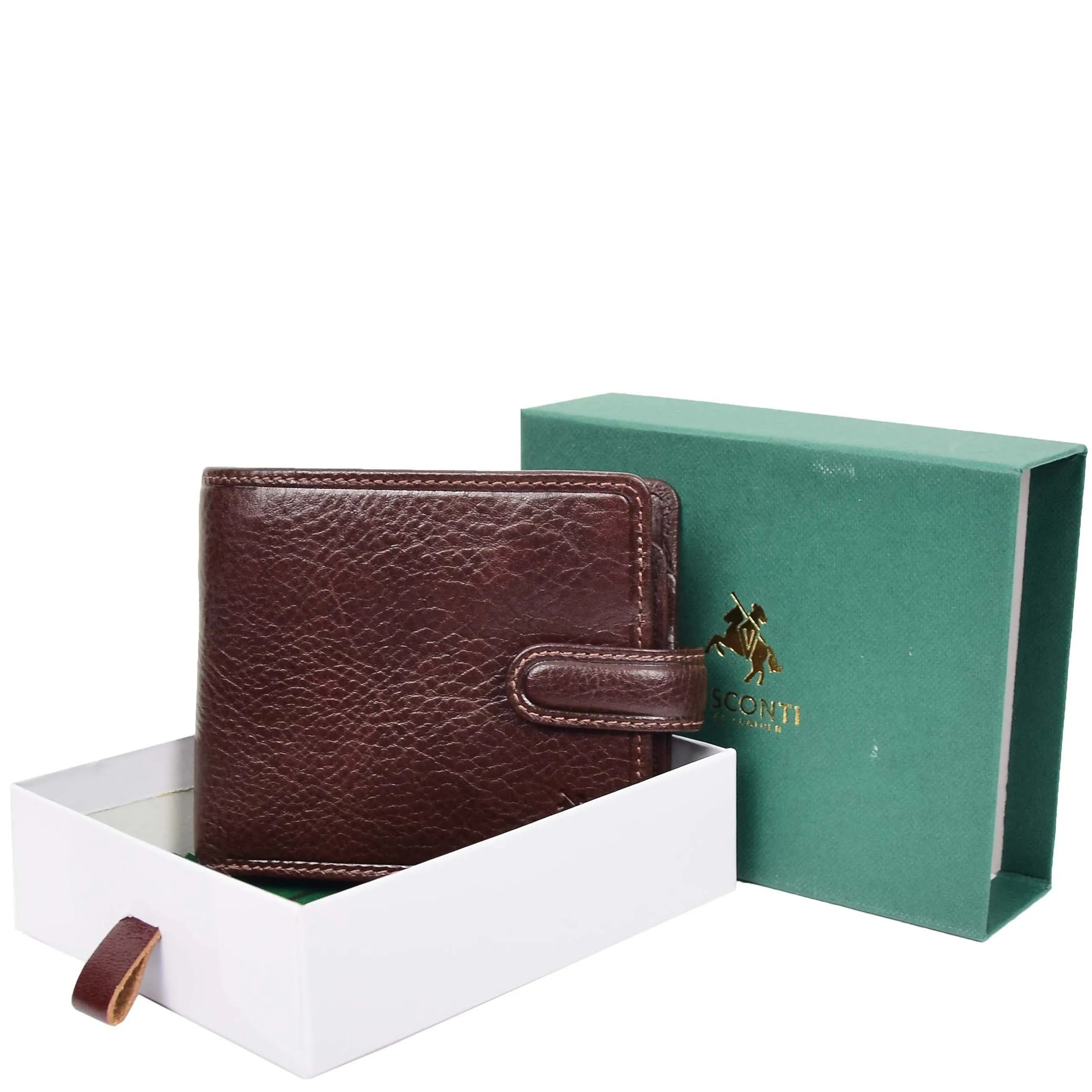 DR661 Men's Soft Tanned Leather Bi-Fold Wallet RFID Brown