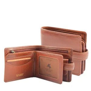 DR661 Men's Soft Tanned Leather Bi-Fold Wallet RFID Tan