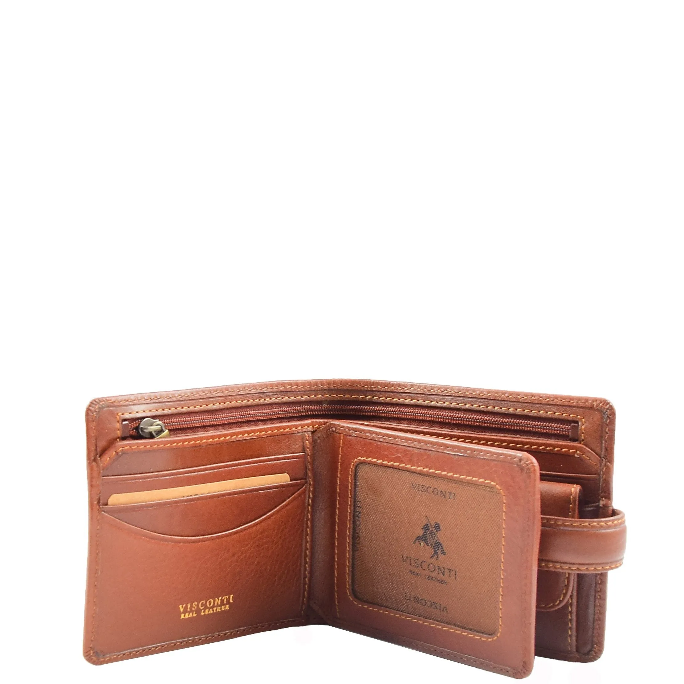 DR661 Men's Soft Tanned Leather Bi-Fold Wallet RFID Tan