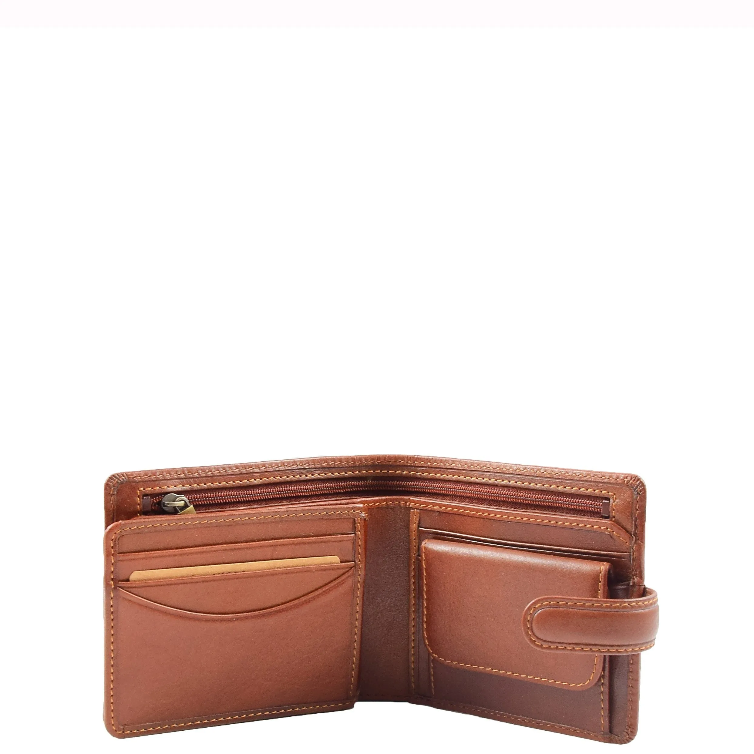 DR661 Men's Soft Tanned Leather Bi-Fold Wallet RFID Tan
