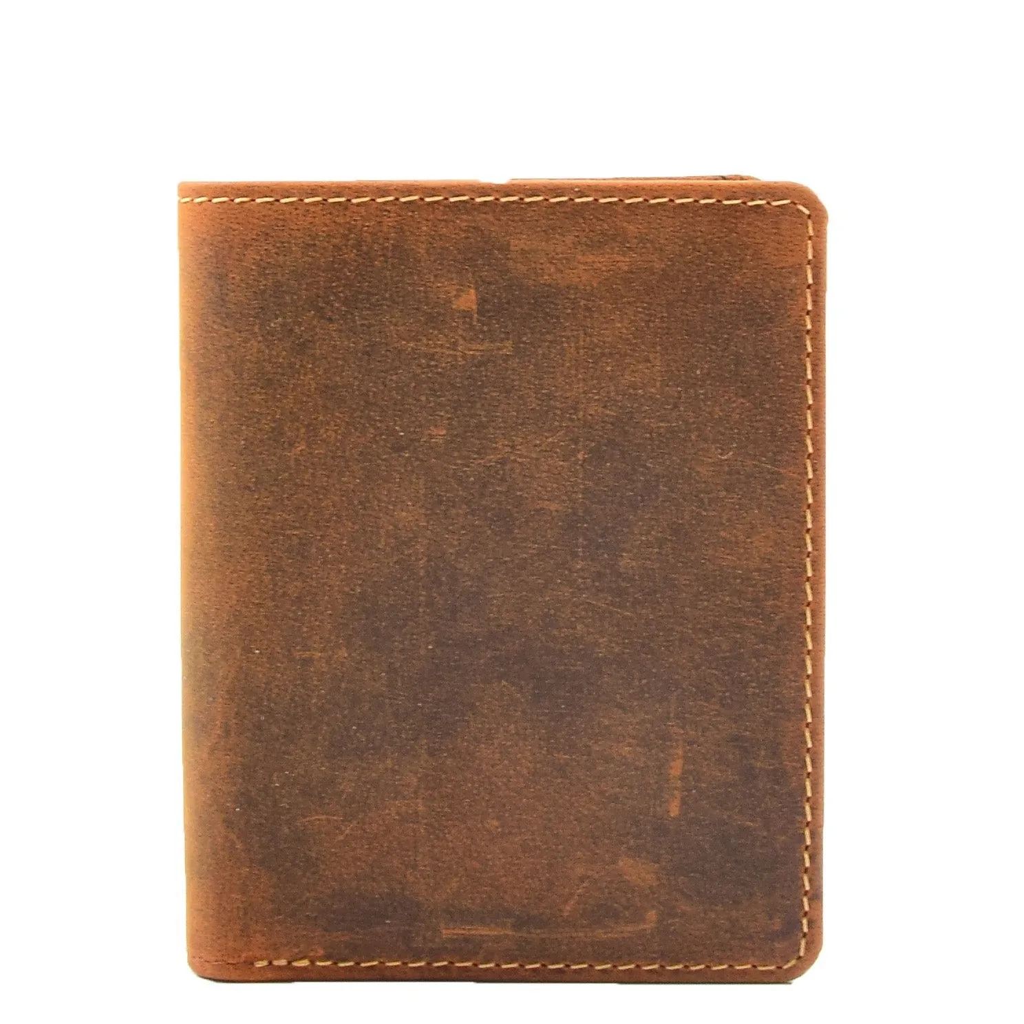 DR664 Men's Waxed Hunter Leather Bifold Wallet RFID Tan