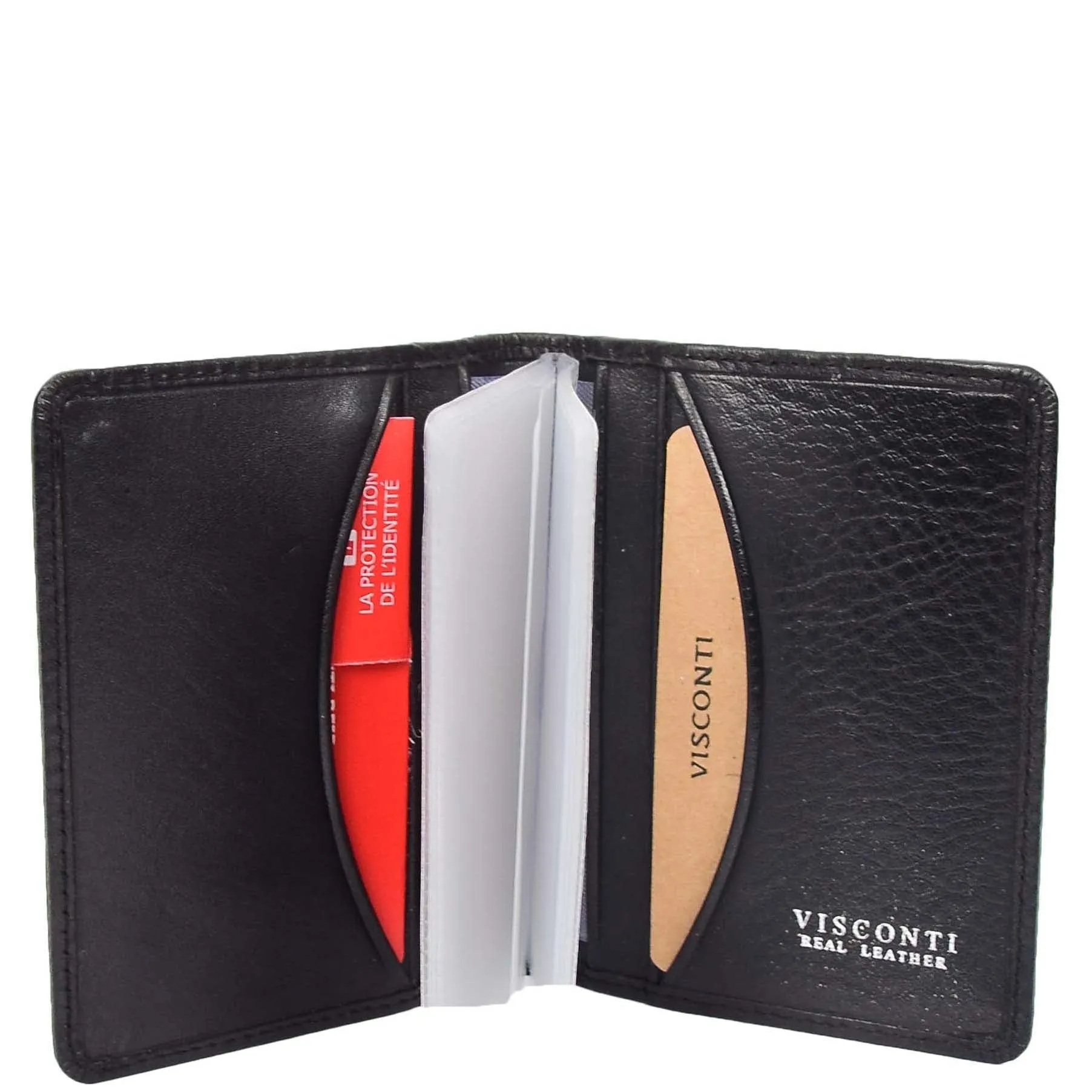 DR665 Men's Slim Real Leather Wallet RFID Credit Cards Holder Black