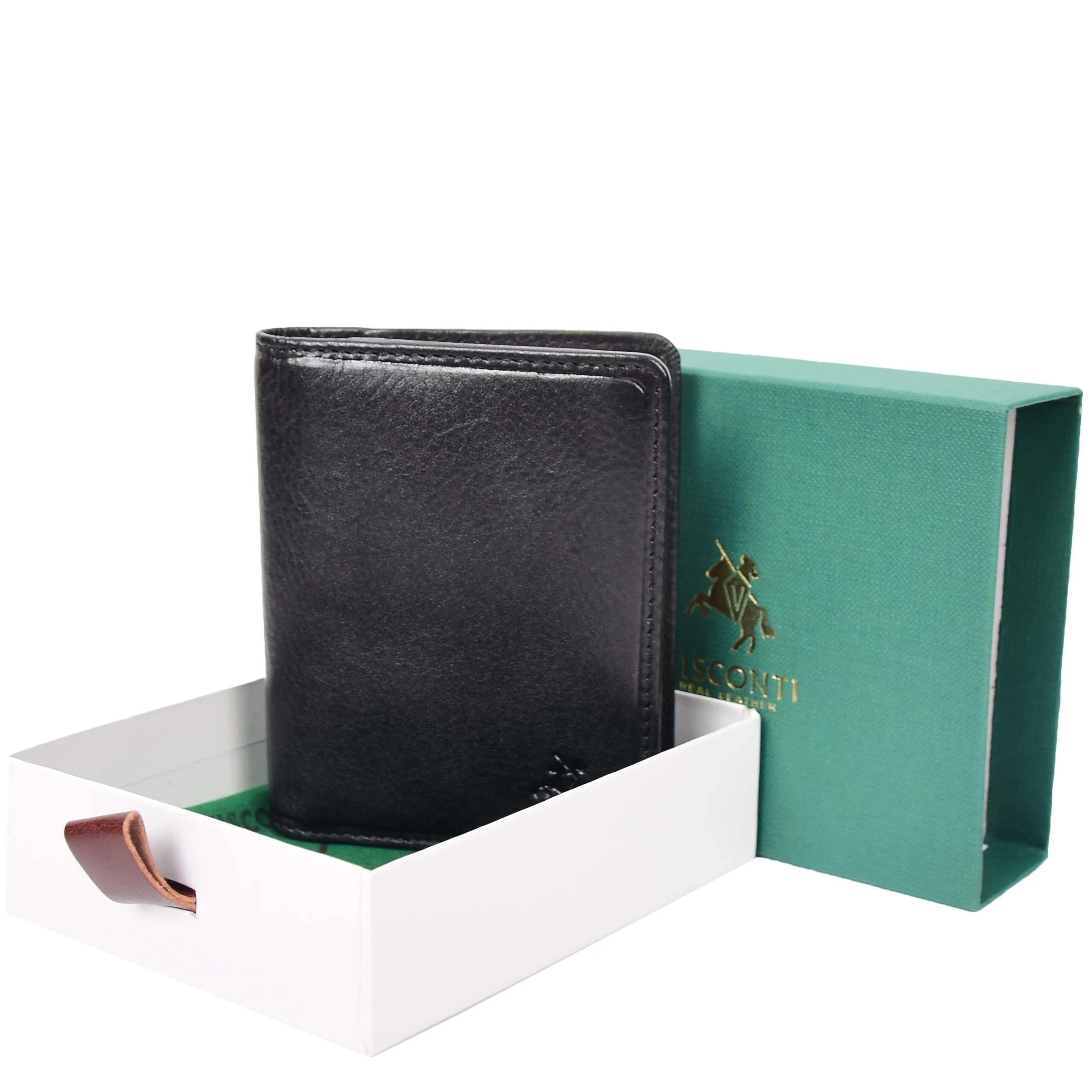 DR665 Men's Slim Real Leather Wallet RFID Credit Cards Holder Black