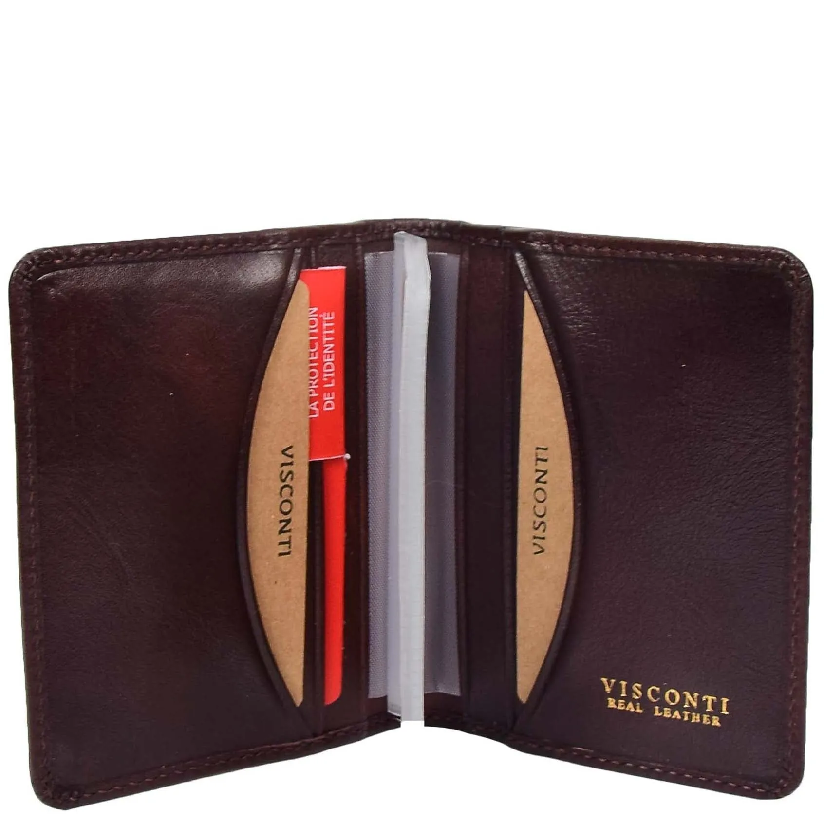 DR665 Men's Slim Real Leather Wallet RFID Credit Cards Holder Brown