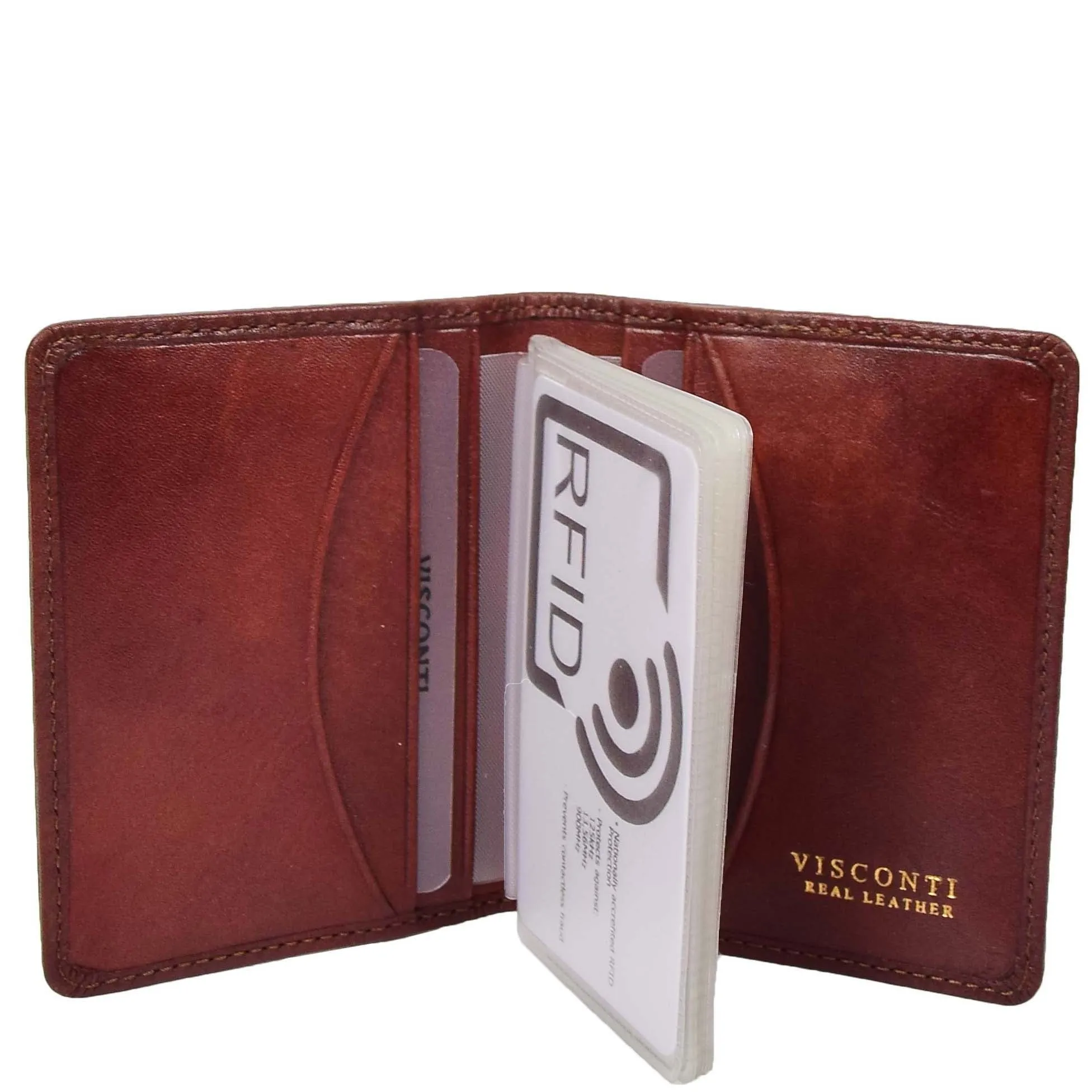 DR665 Men's Slim Real Leather Wallet RFID Credit Cards Holder Tan