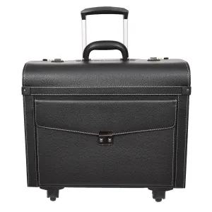 DR695 Four Wheel Pilot Case Faux Leather Cabin Bag Black