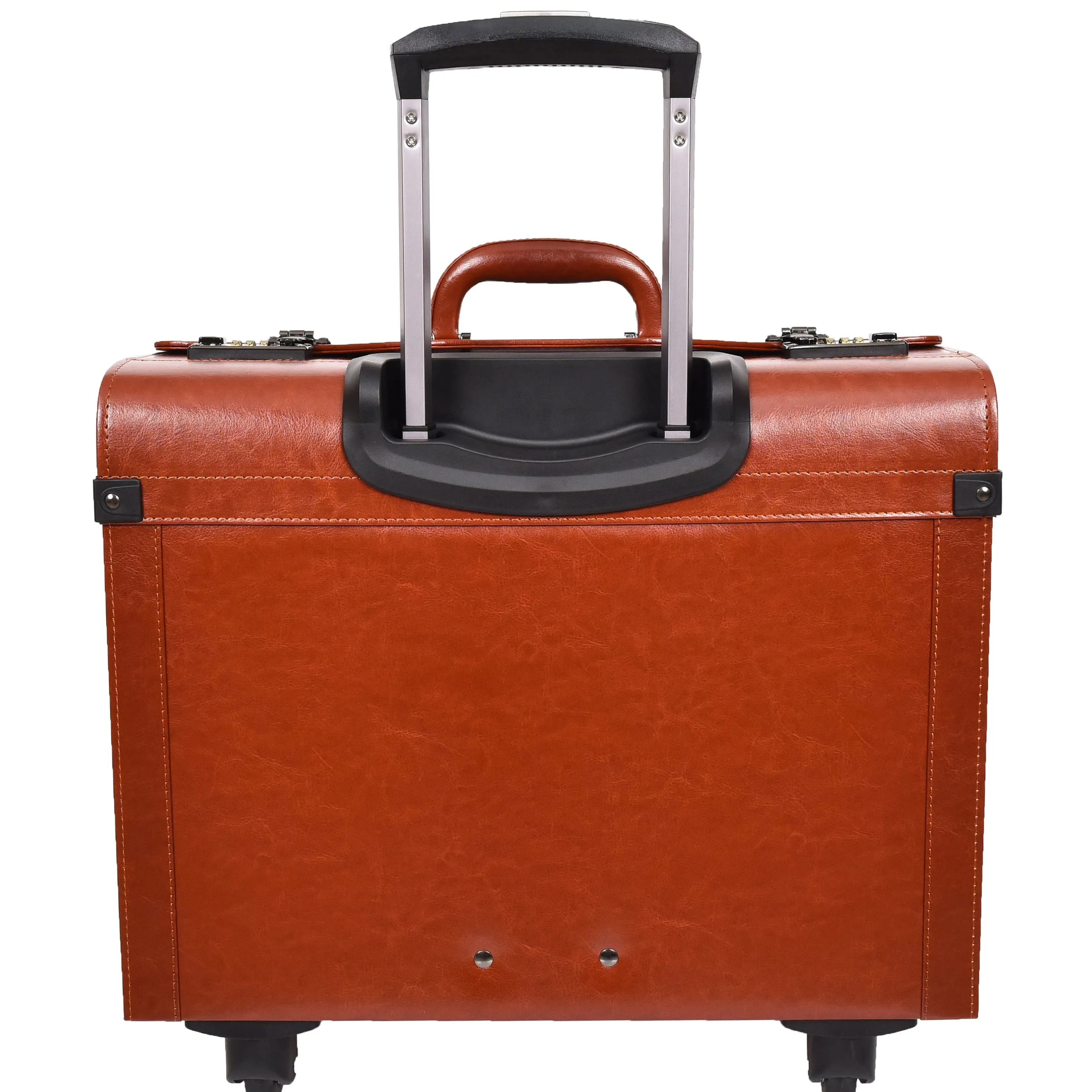 DR695 Four Wheel Pilot Case Faux Leather Cabin Bag Tan