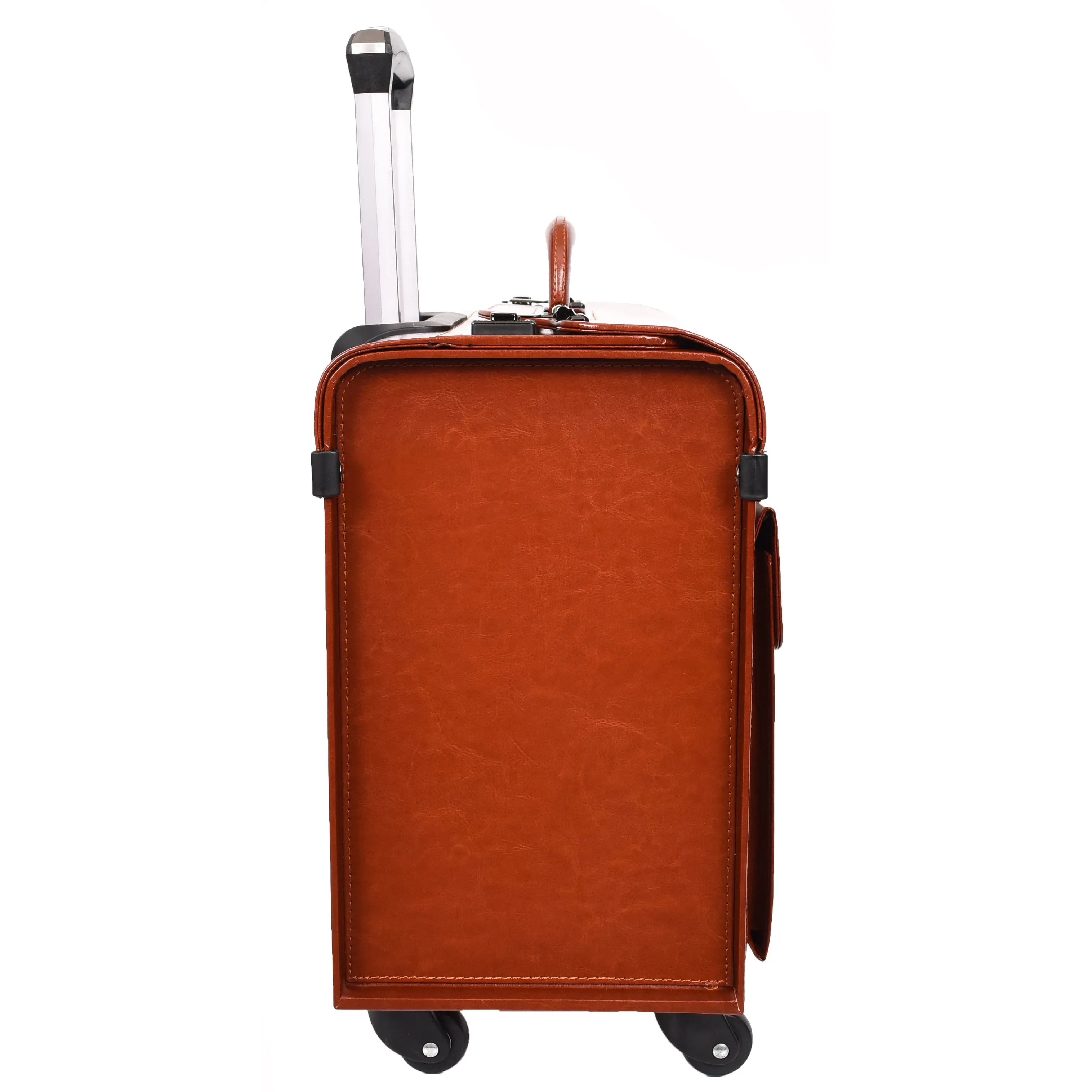 DR695 Four Wheel Pilot Case Faux Leather Cabin Bag Tan