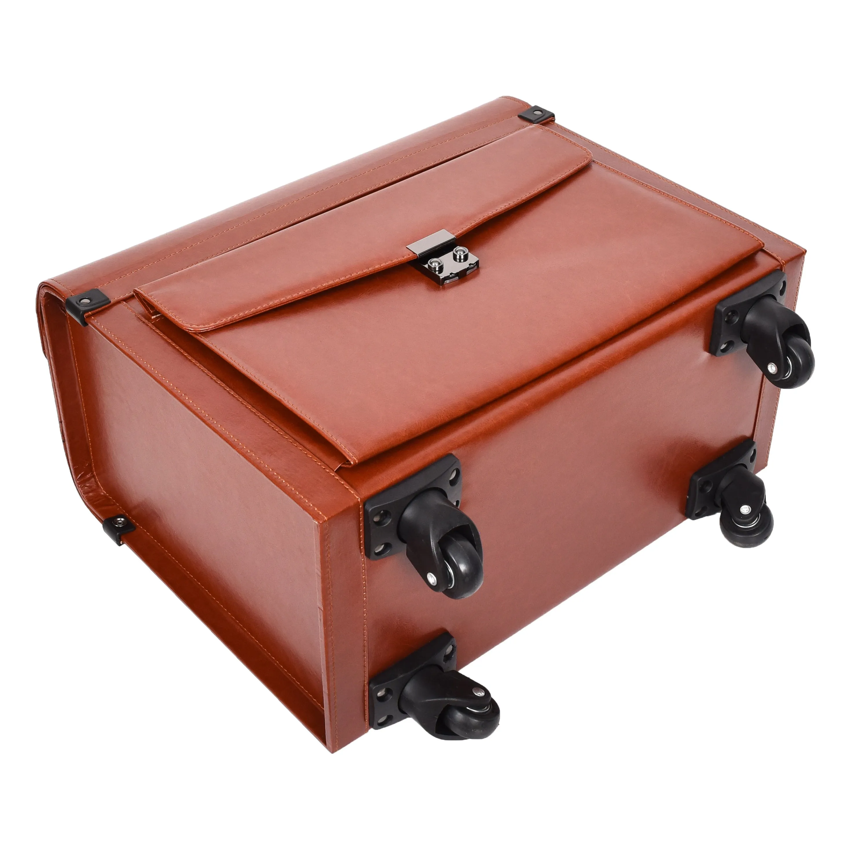 DR695 Four Wheel Pilot Case Faux Leather Cabin Bag Tan