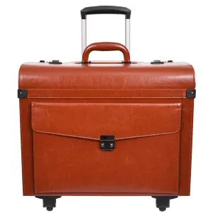 DR695 Four Wheel Pilot Case Faux Leather Cabin Bag Tan
