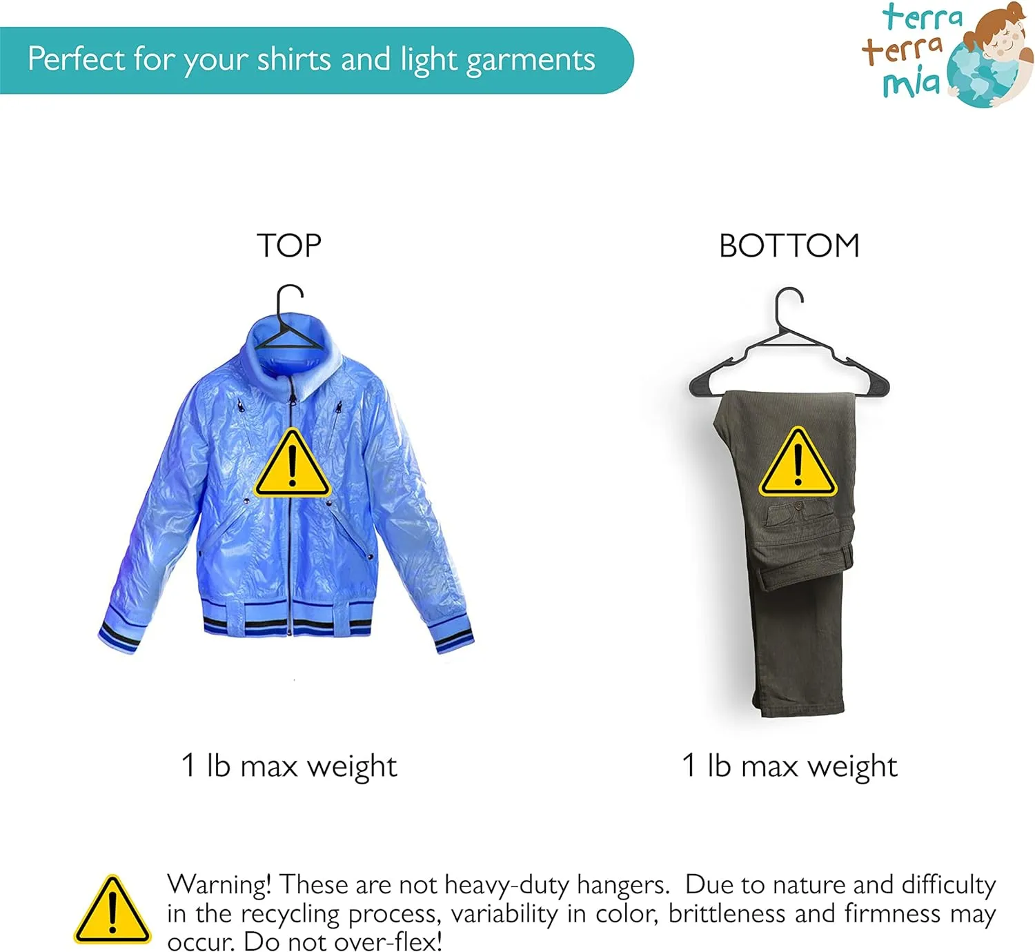 Eco-Friendly Slim Clothing Hangers for Light-Weight Clothes Made from 100% Recycled Post Consumer Plastic 60 Pcs