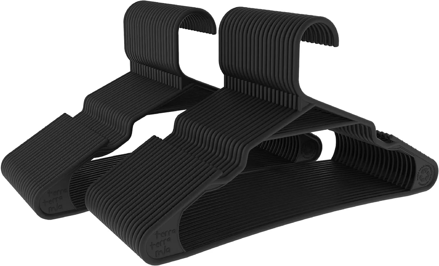 Eco-Friendly Slim Clothing Hangers for Light-Weight Clothes Made from 100% Recycled Post Consumer Plastic 60 Pcs