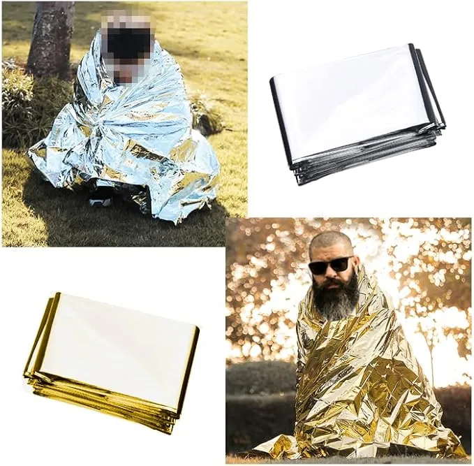 Eco-Fused Emergency Sleeping Bags, Blankets, Tents, and Survival Whistles - Weather Resistant Thermal Outdoor Survival Supplies Essentials - Suitable for All Ages - Camping, Hiking, Climbing
