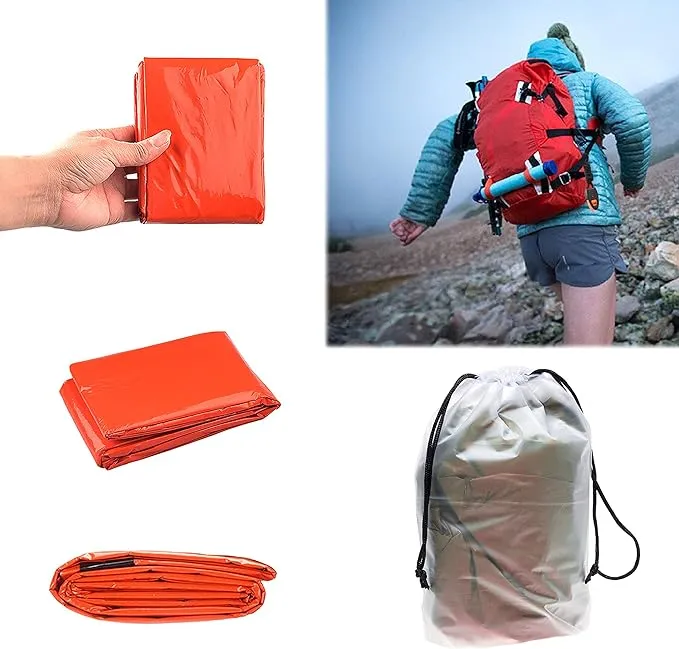 Eco-Fused Emergency Sleeping Bags, Blankets, Tents, and Survival Whistles - Weather Resistant Thermal Outdoor Survival Supplies Essentials - Suitable for All Ages - Camping, Hiking, Climbing