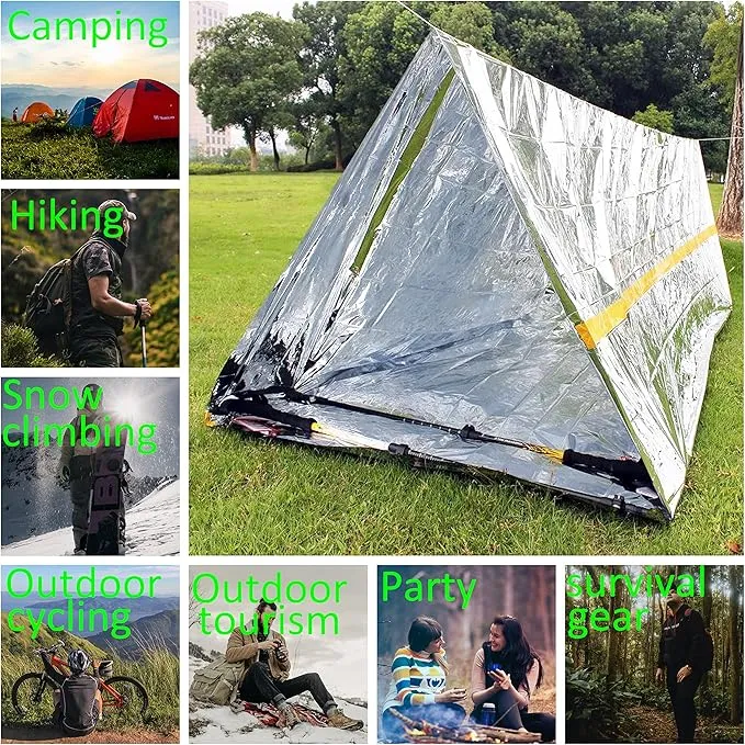 Eco-Fused Emergency Sleeping Bags, Blankets, Tents, and Survival Whistles - Weather Resistant Thermal Outdoor Survival Supplies Essentials - Suitable for All Ages - Camping, Hiking, Climbing