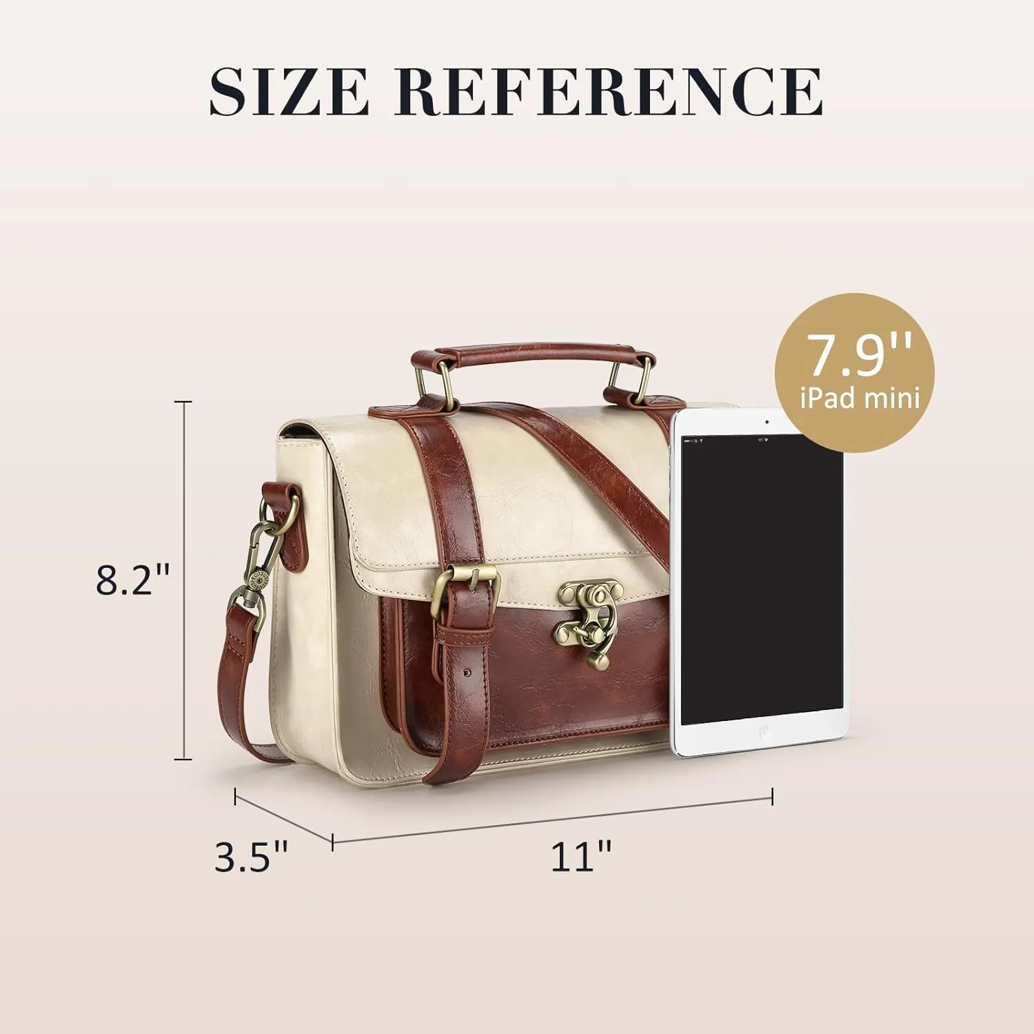 ECOSUSI Women PU Leather Satchel Purse Vintage Small College Crossbody Messenger Bag Work Cross-body Bag