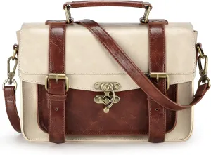 ECOSUSI Women PU Leather Satchel Purse Vintage Small College Crossbody Messenger Bag Work Cross-body Bag