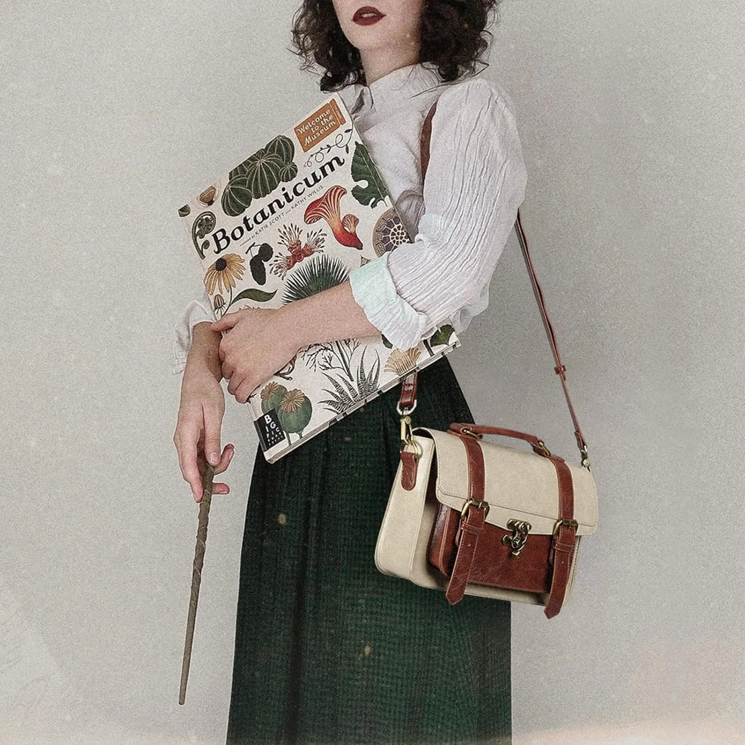 ECOSUSI Women PU Leather Satchel Purse Vintage Small College Crossbody Messenger Bag Work Cross-body Bag