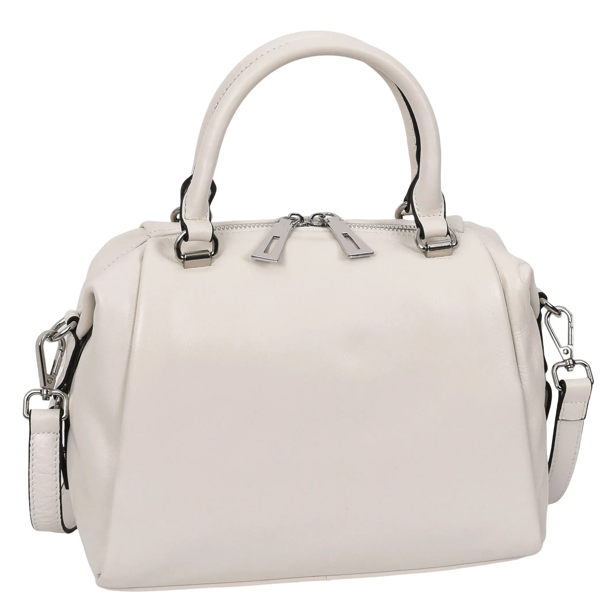 Edmonton Women Small Barrel Shape Leather Shoulder Handbag Ivory