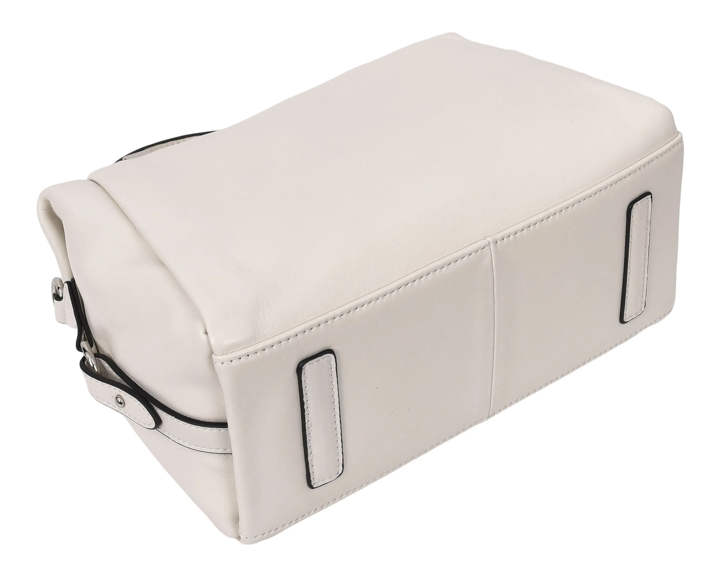 Edmonton Women Small Barrel Shape Leather Shoulder Handbag Ivory